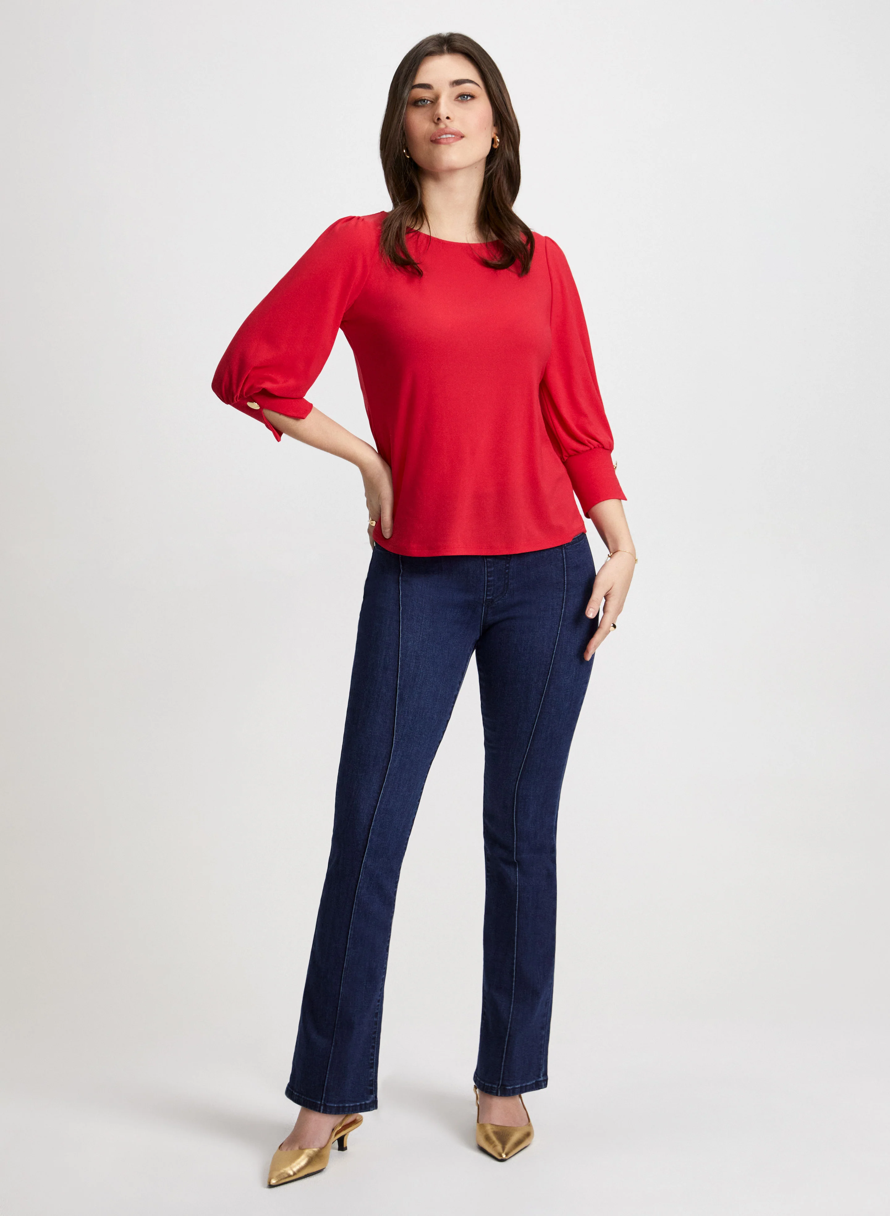 3/4 Sleeve Top & Bootcut Jeans