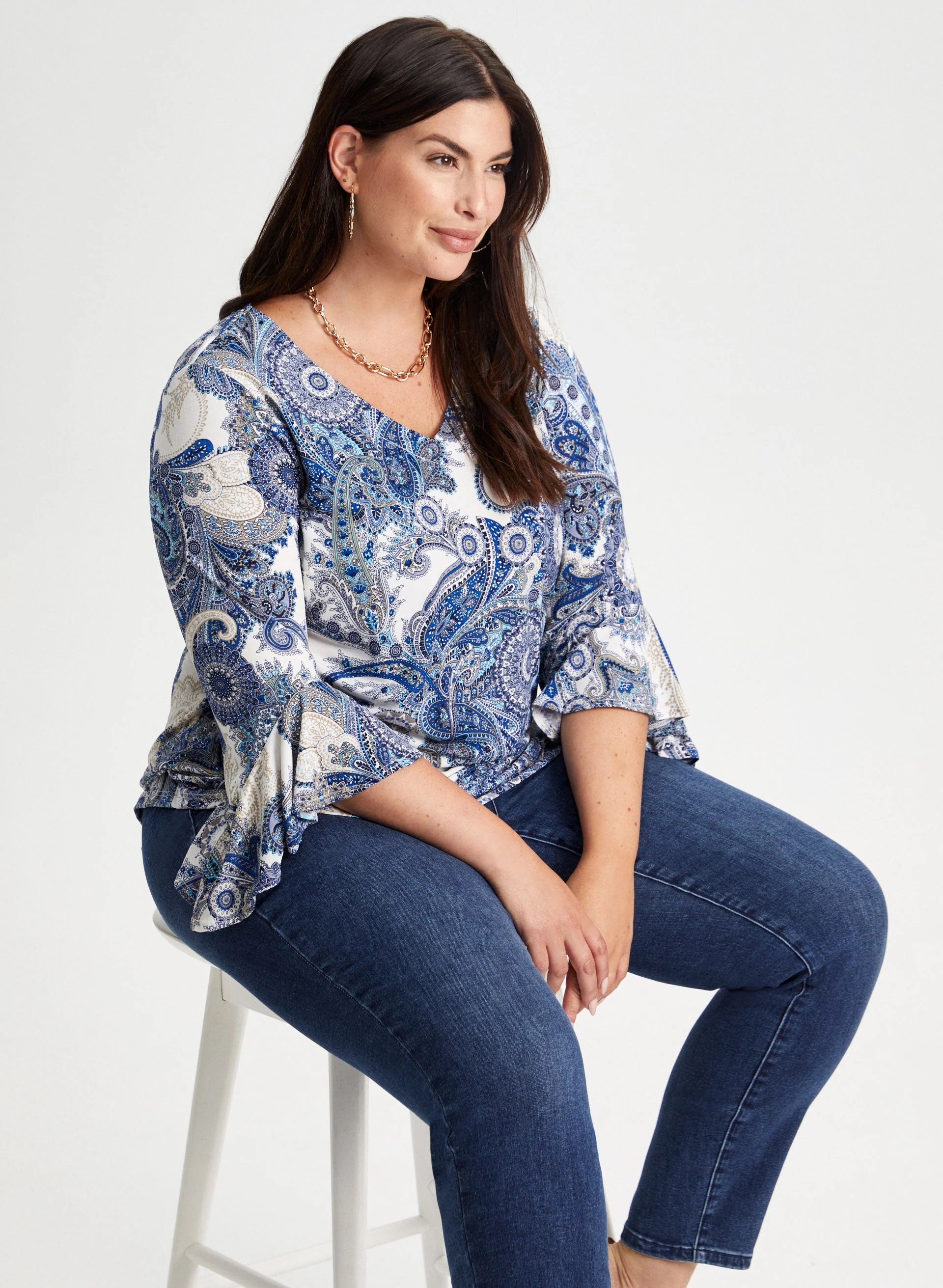 Paisley Print Ruffle Sleeve Top - Image 5