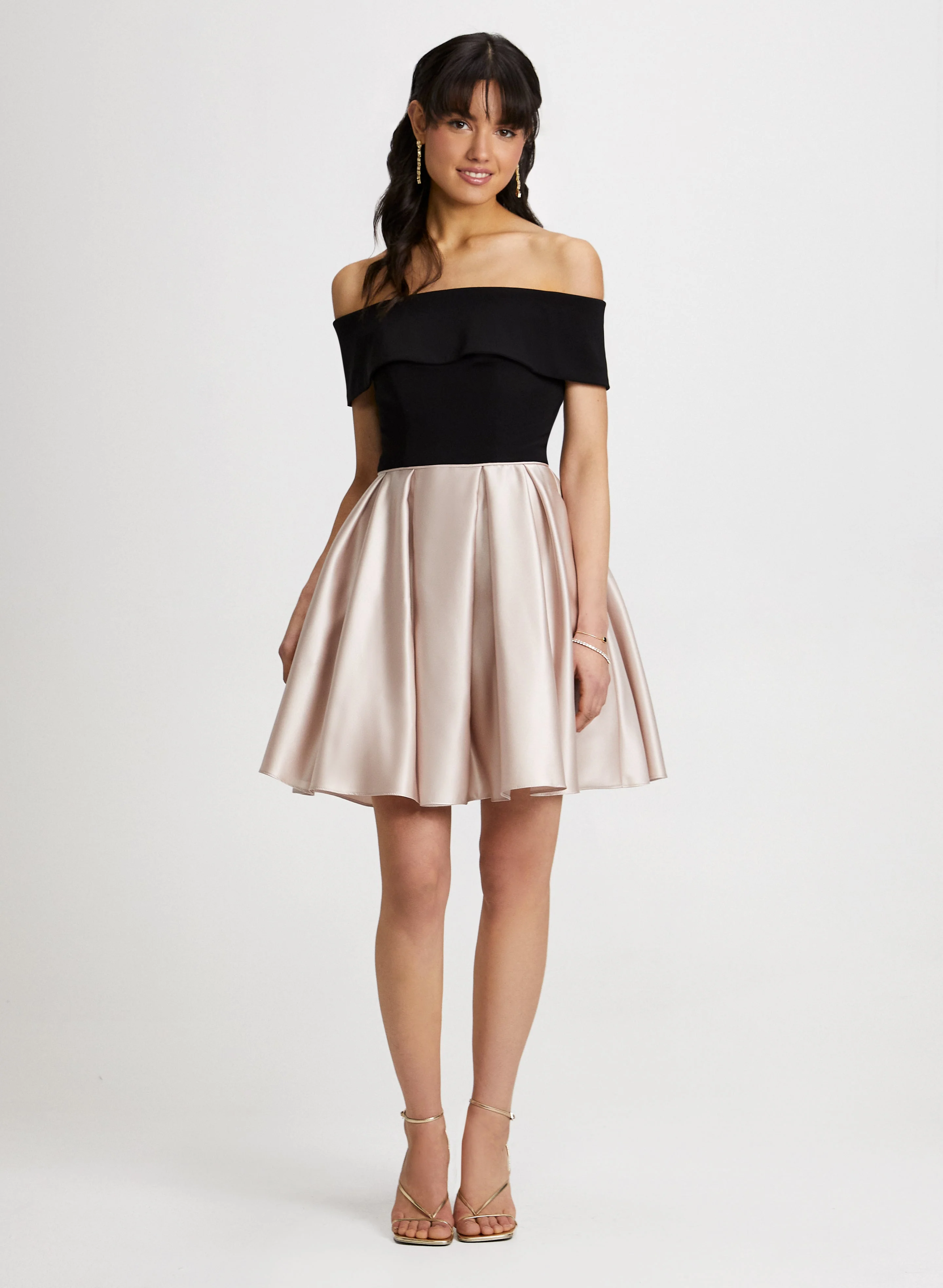 Bardot Neck Dress & Crystal Tennis Bracelet