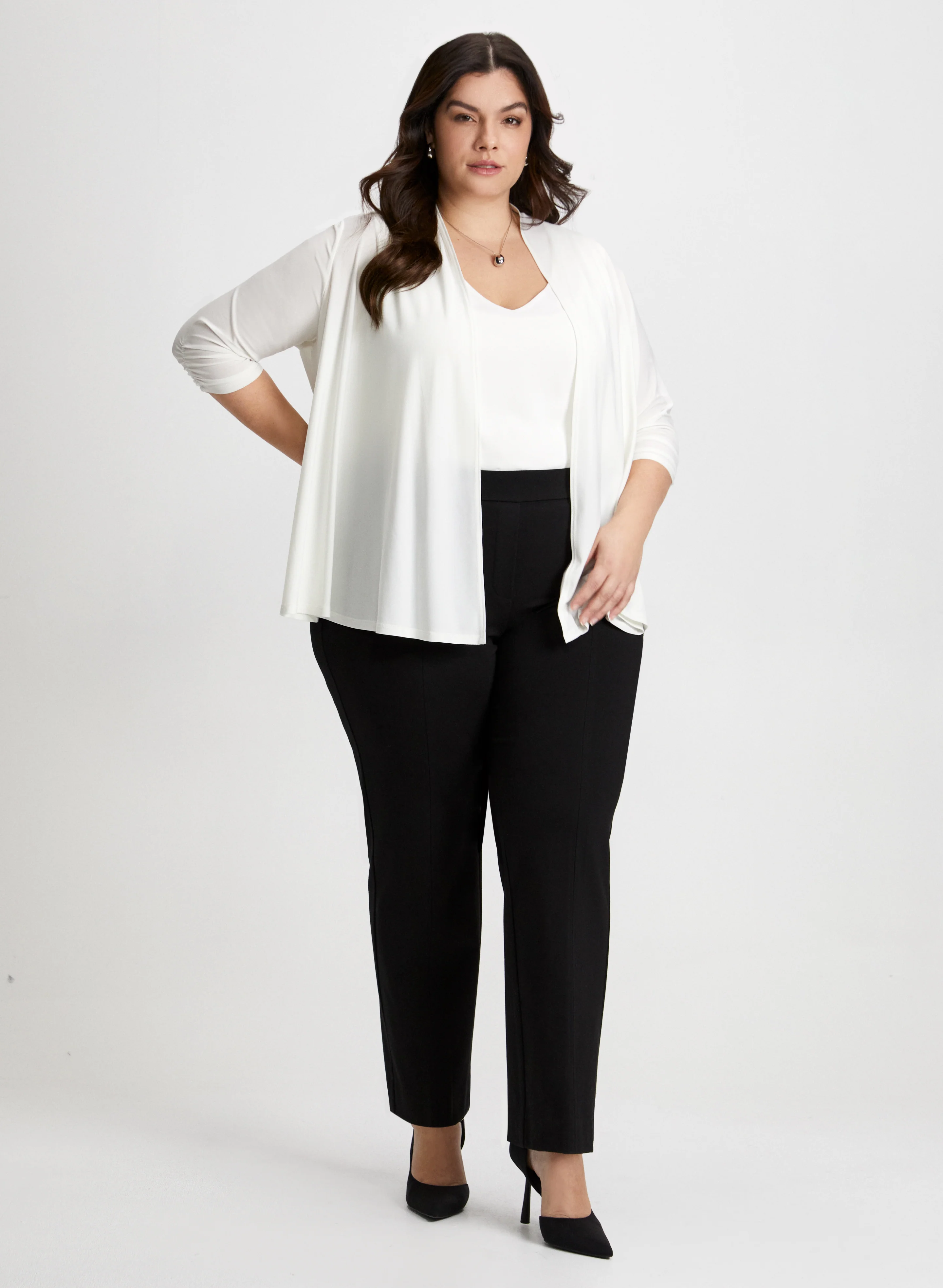 Open Front Cardigan & Pull-On Pants