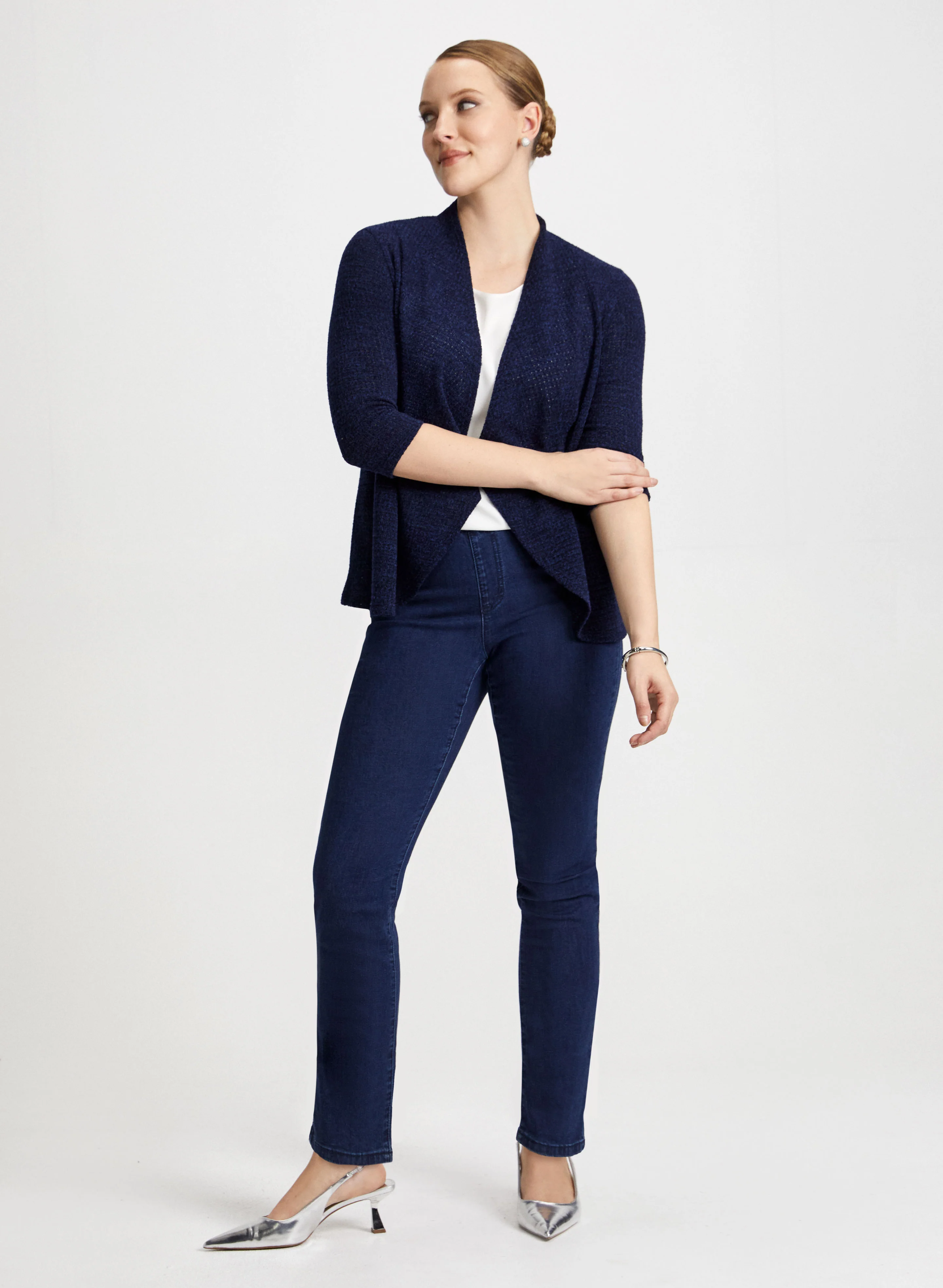 Open Front Cardigan & Pull-On Jeans