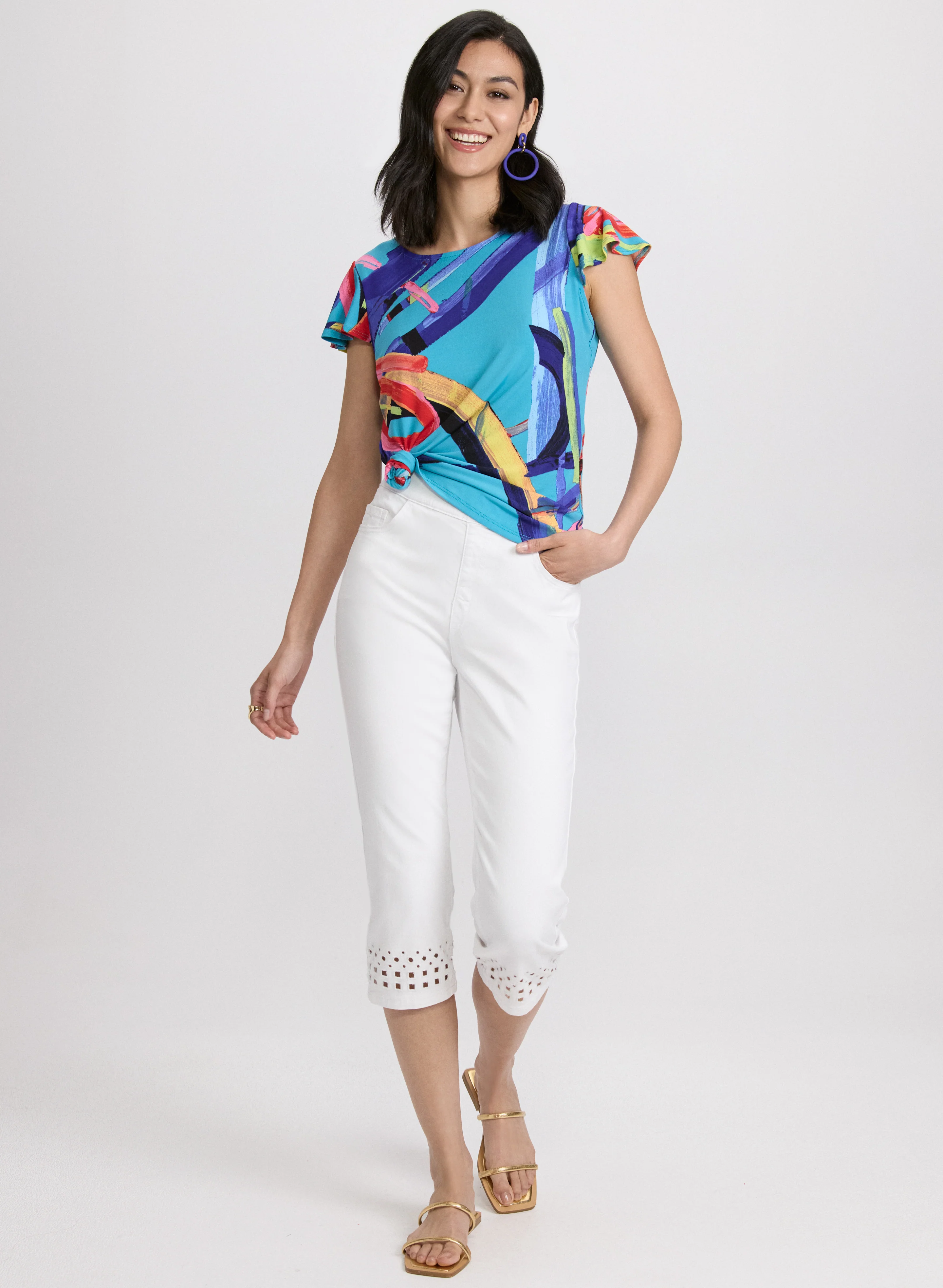 Abstract Flutter Sleeve Top - Image 4