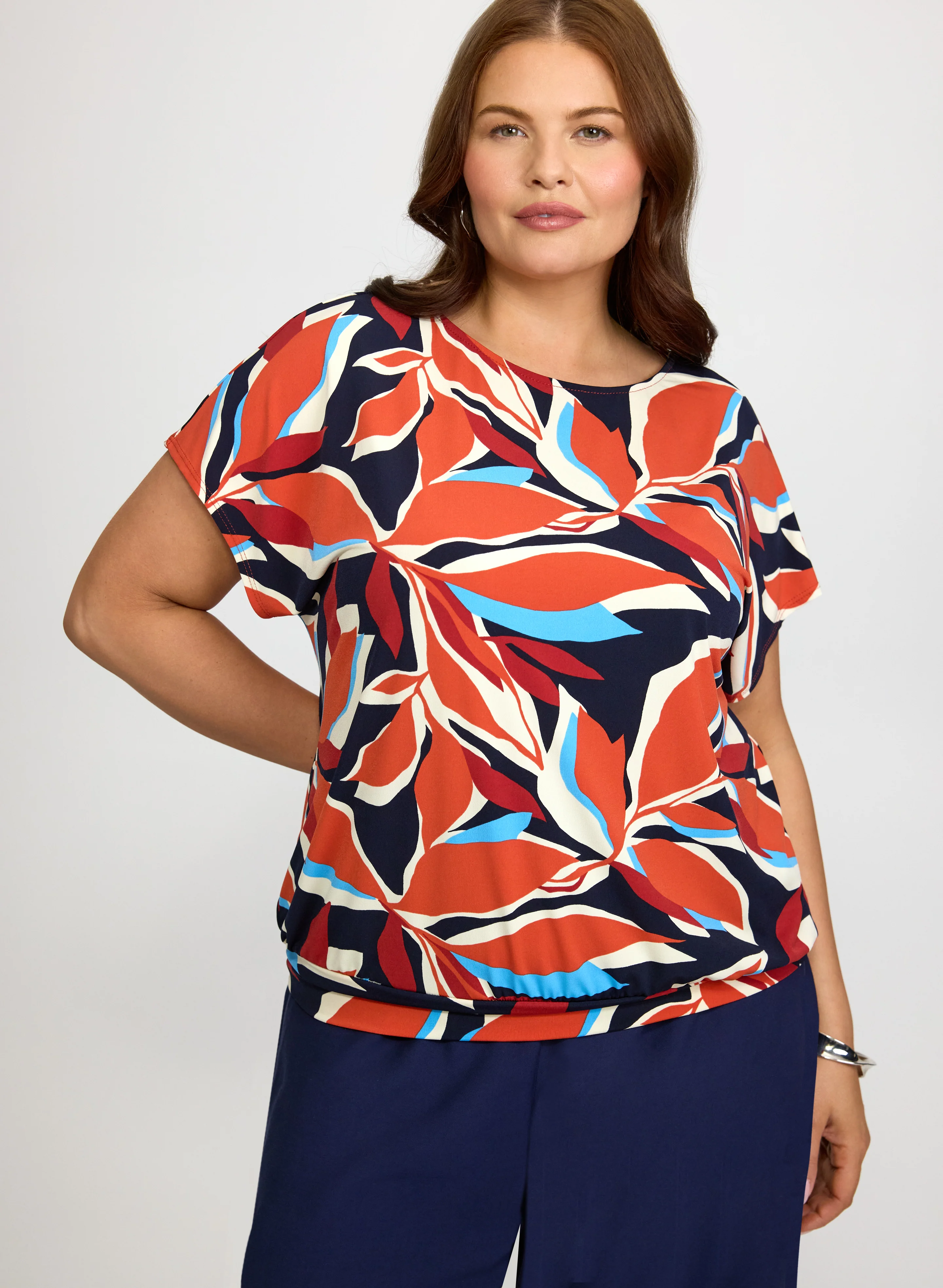 Abstract Leaf Print Top