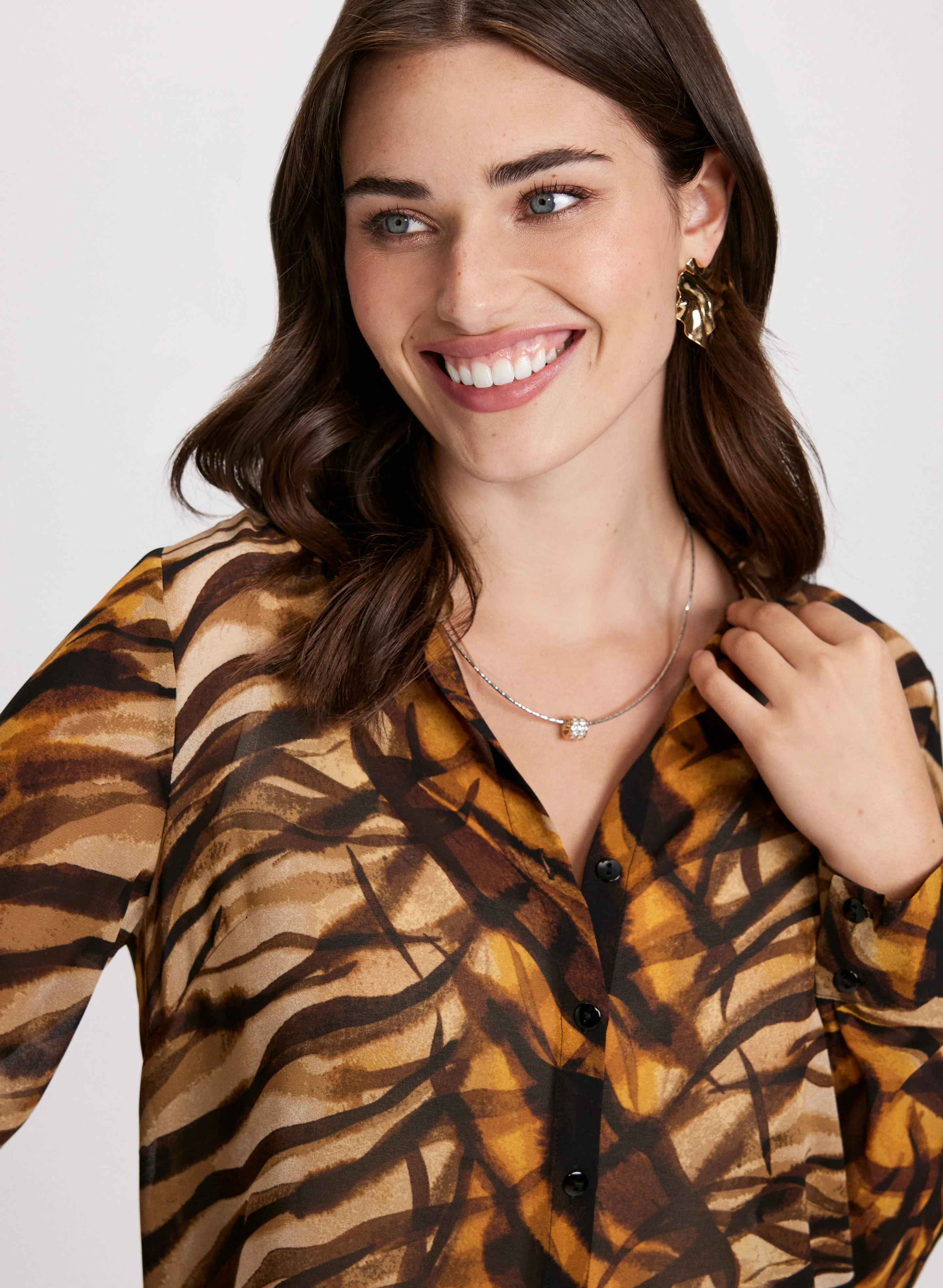 Animal Print Button Down Blouse - Image 2