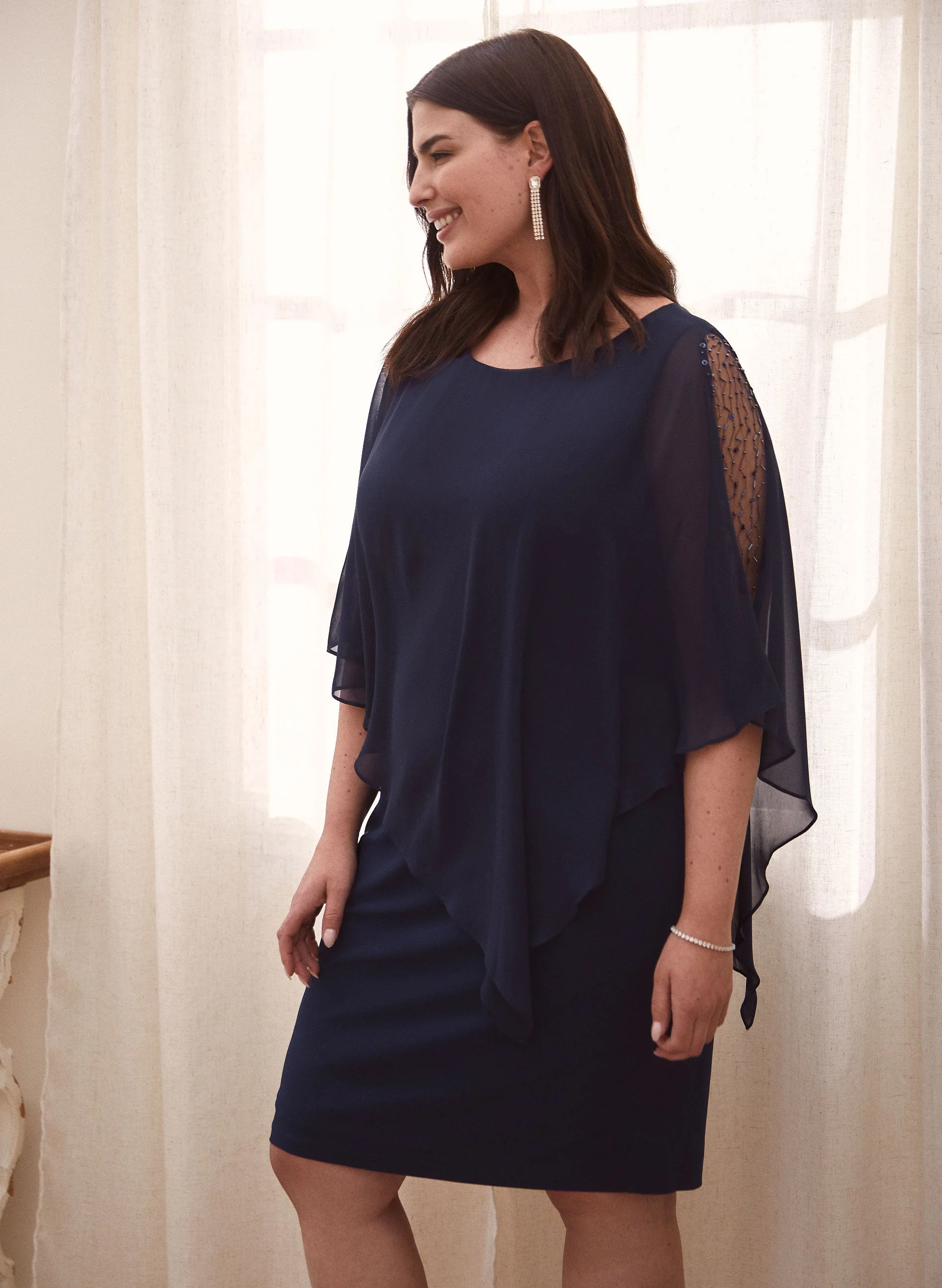 Asymmetric Chiffon Poncho Dress - Image 4