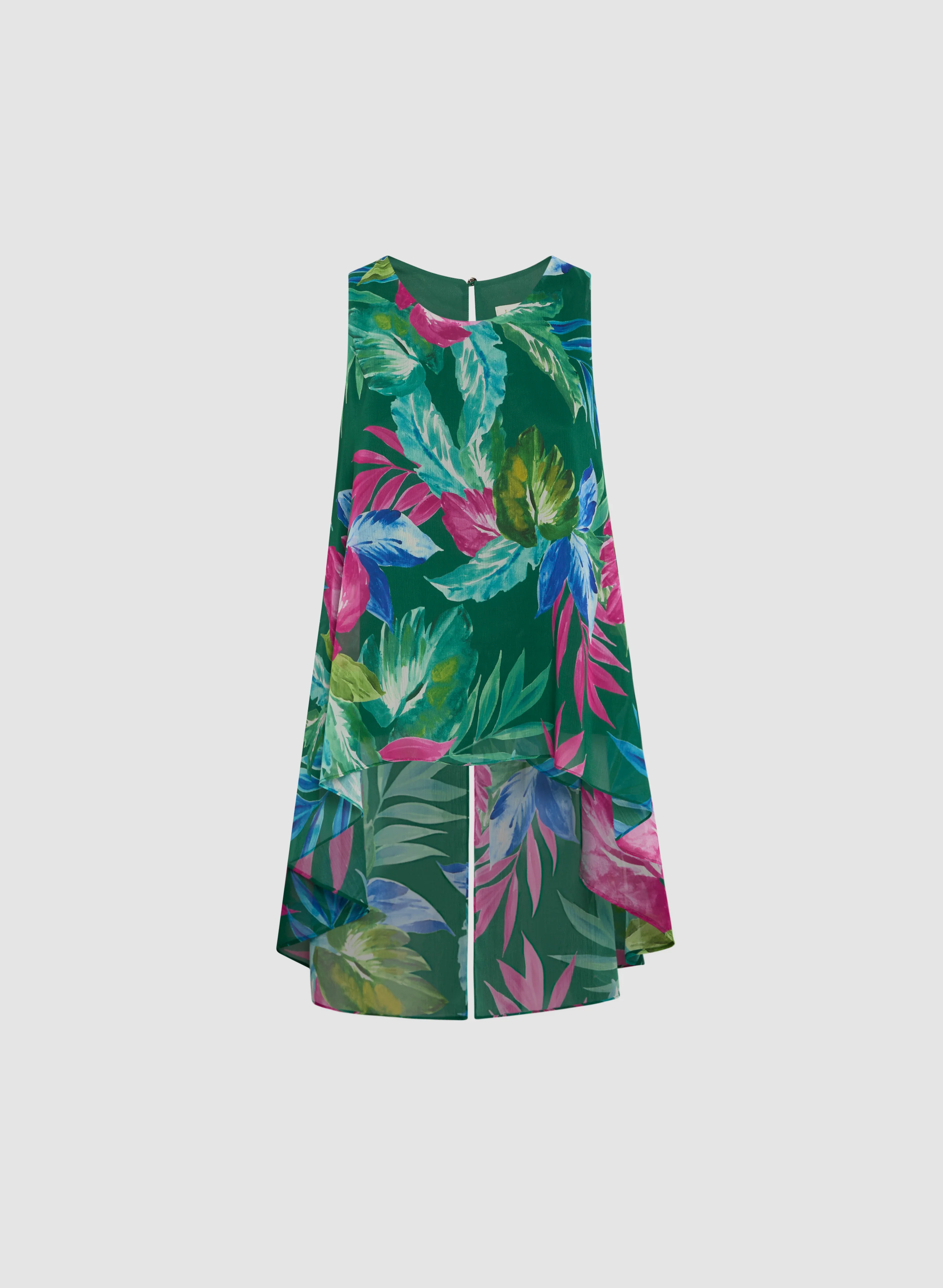 Tropical Print Asymmetrical Blouse - Image 6