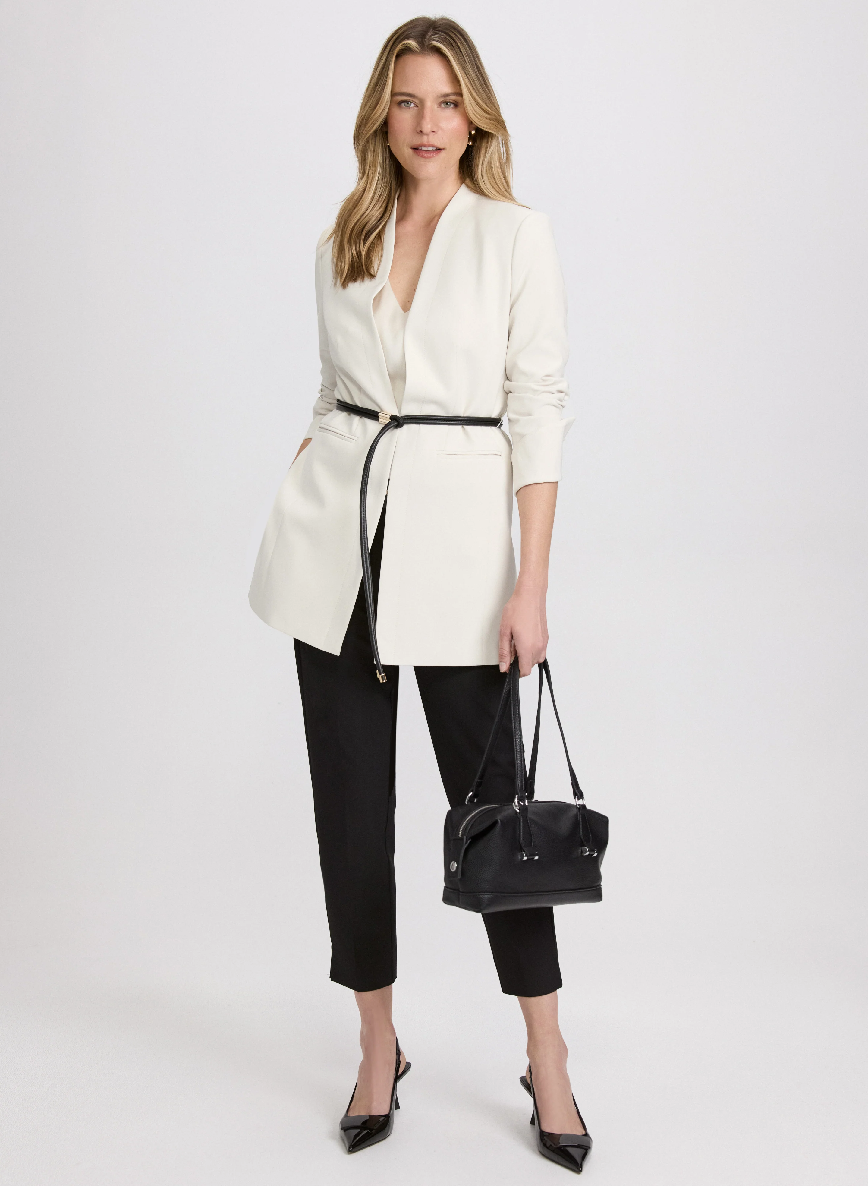 Belted Longline Blazer & Emma Slim-Leg Pants