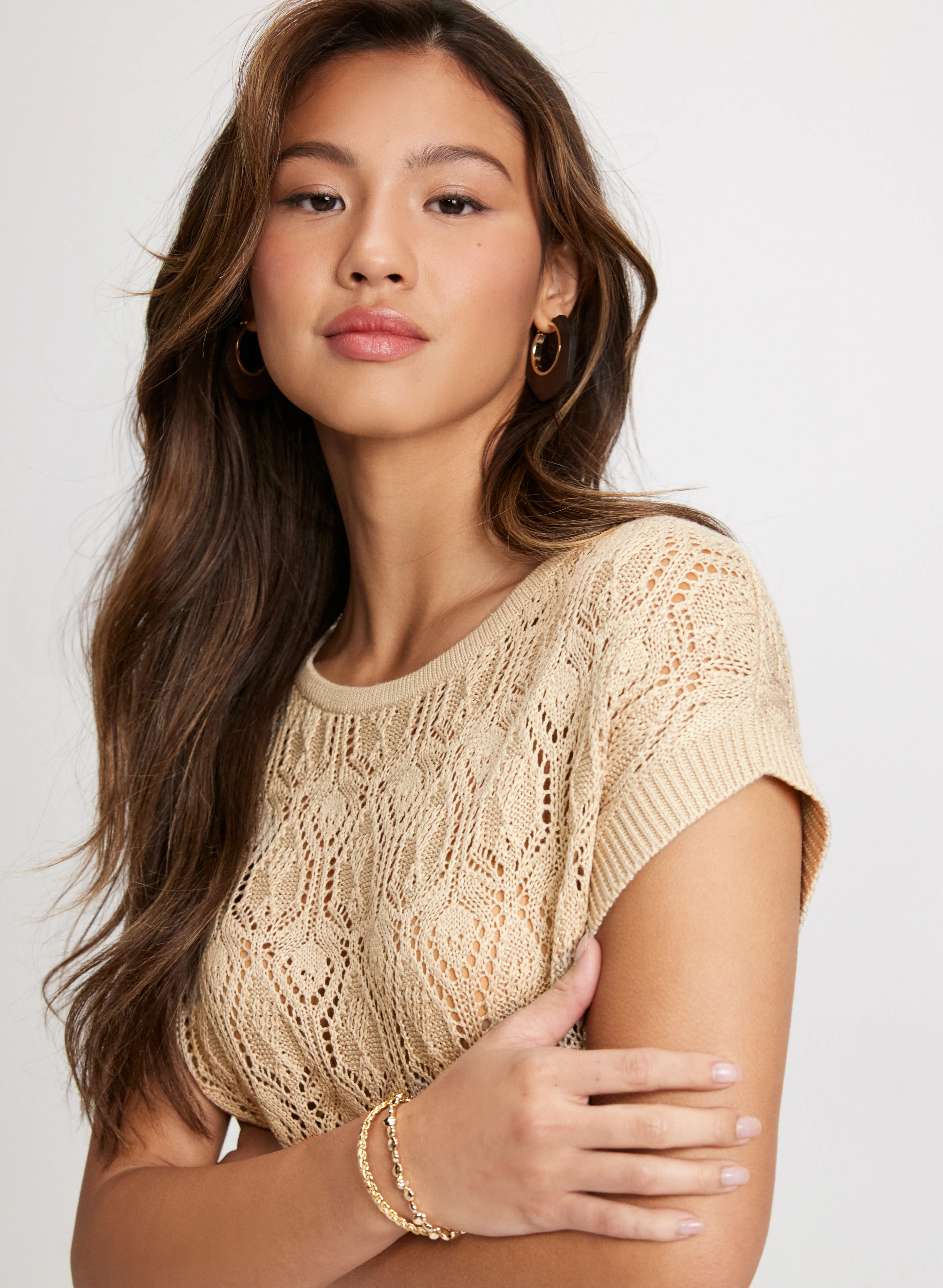 Boat Neck Open-Stitch Sweater - Image 2