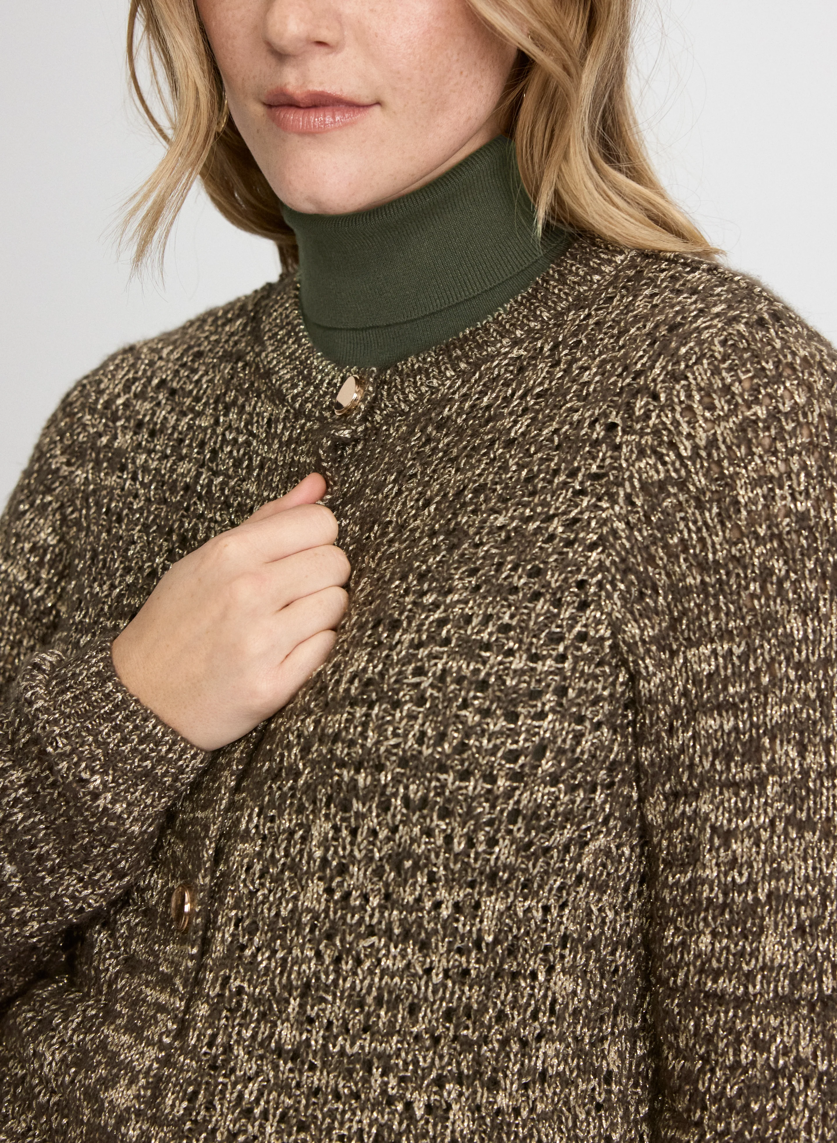 Bouclé Button-Down Cardigan - Image 4