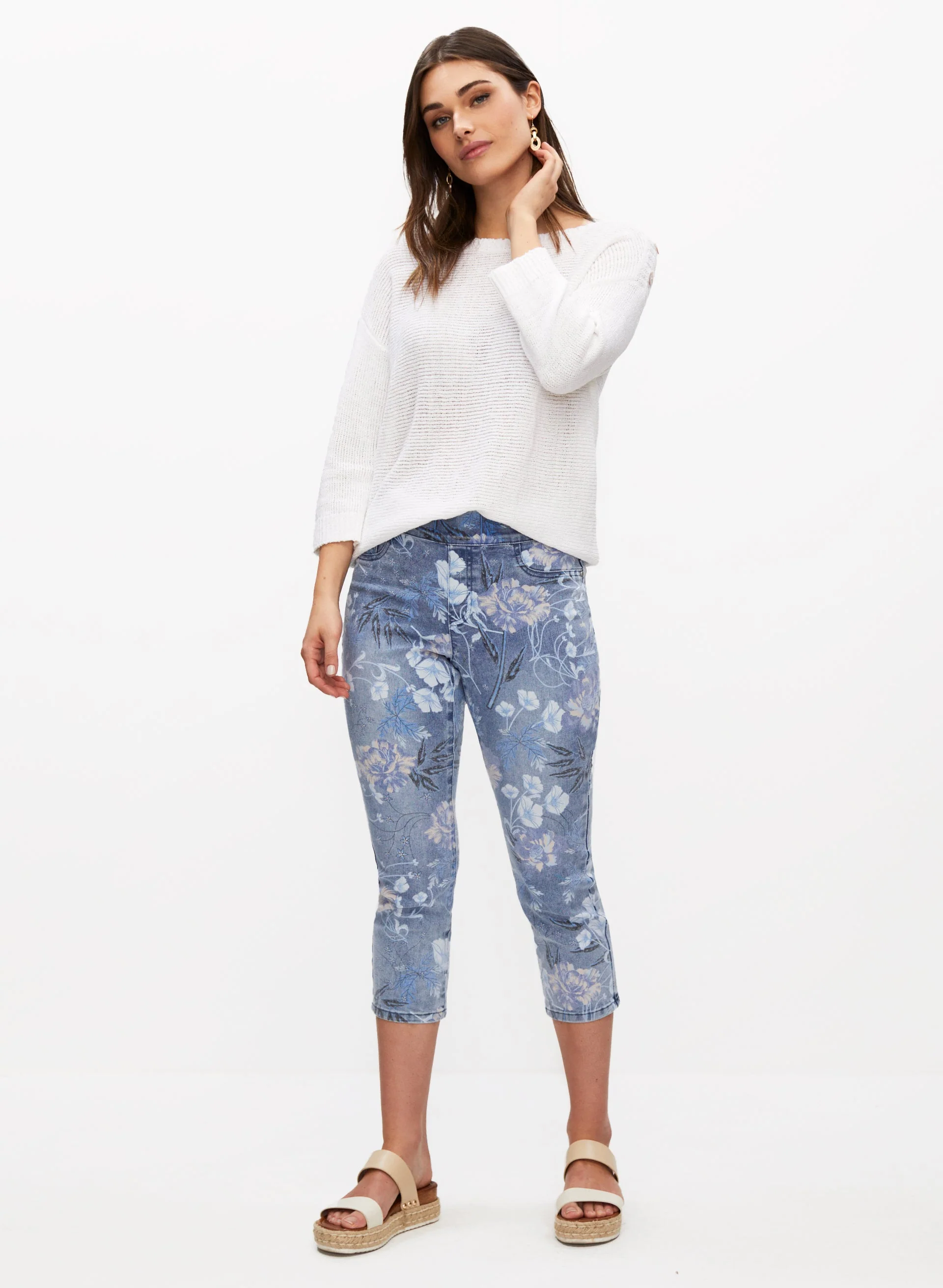 Button Detail 3/4 Sleeve Sweater - Image 2