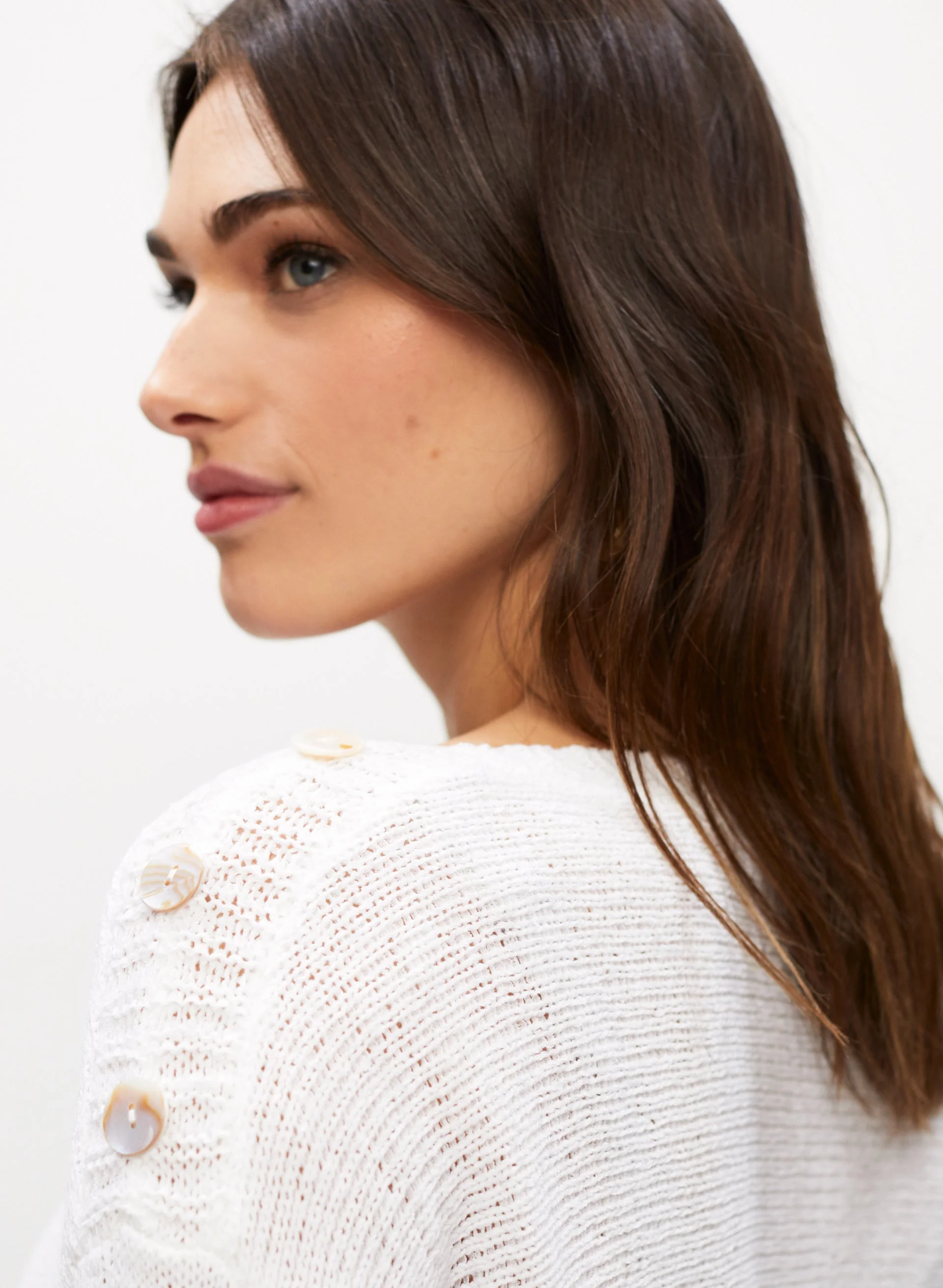 Button Detail 3/4 Sleeve Sweater - Image 5