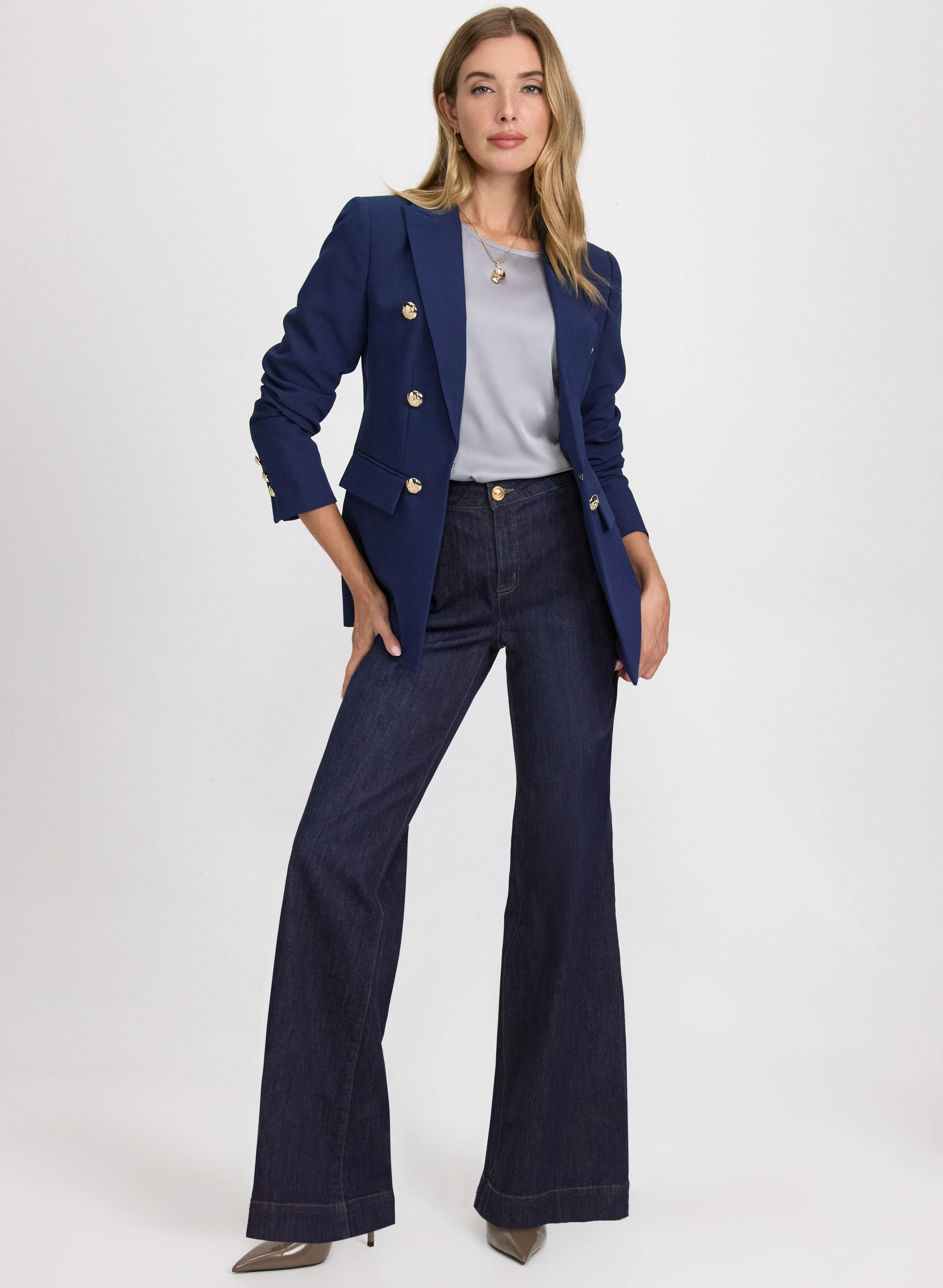 Button Detail Blazer & Button Tab Jeans