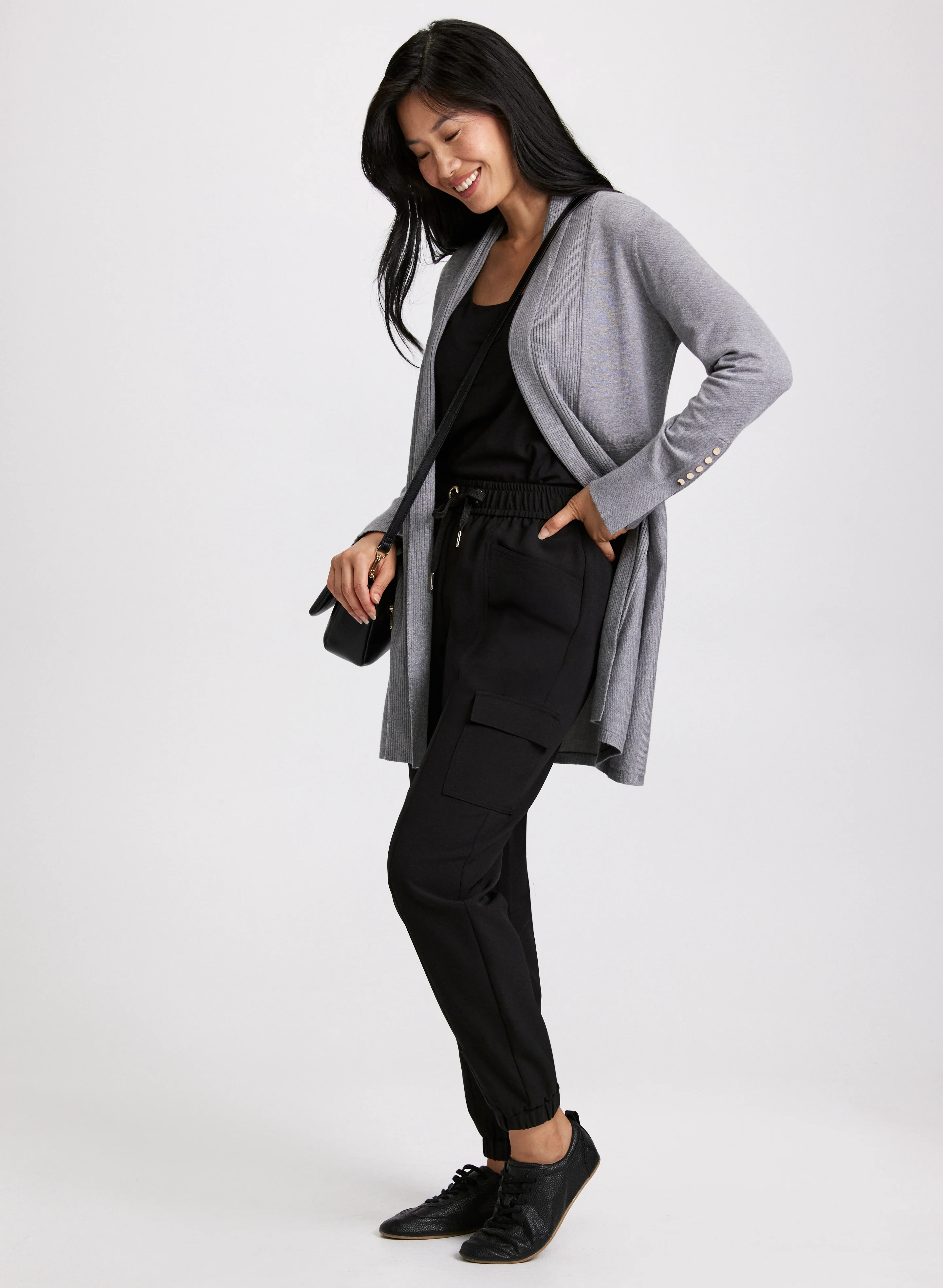 Button Detail Cardigan & Cargo Pants