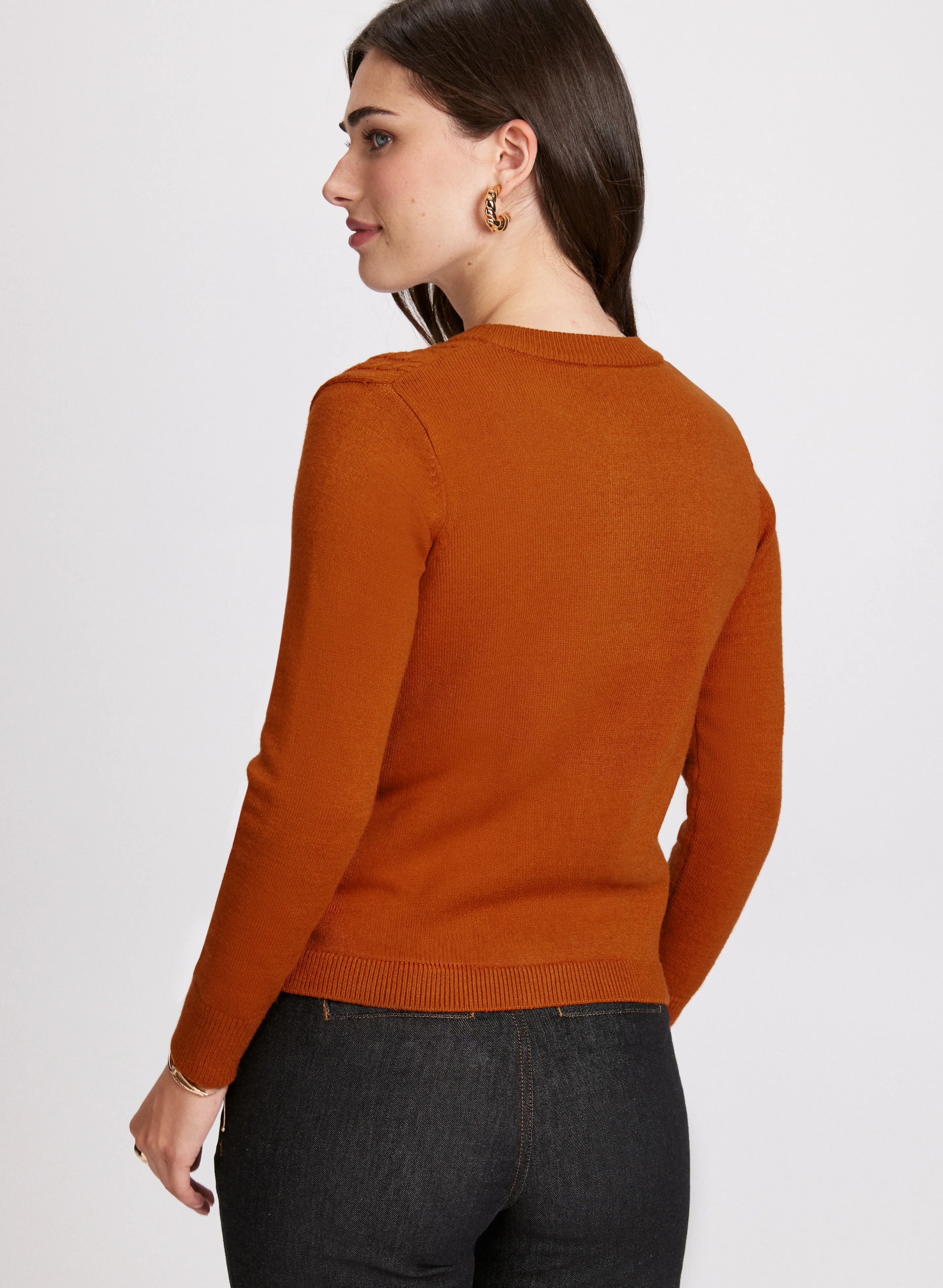 Cable Knit Detail Cardigan - Image 3