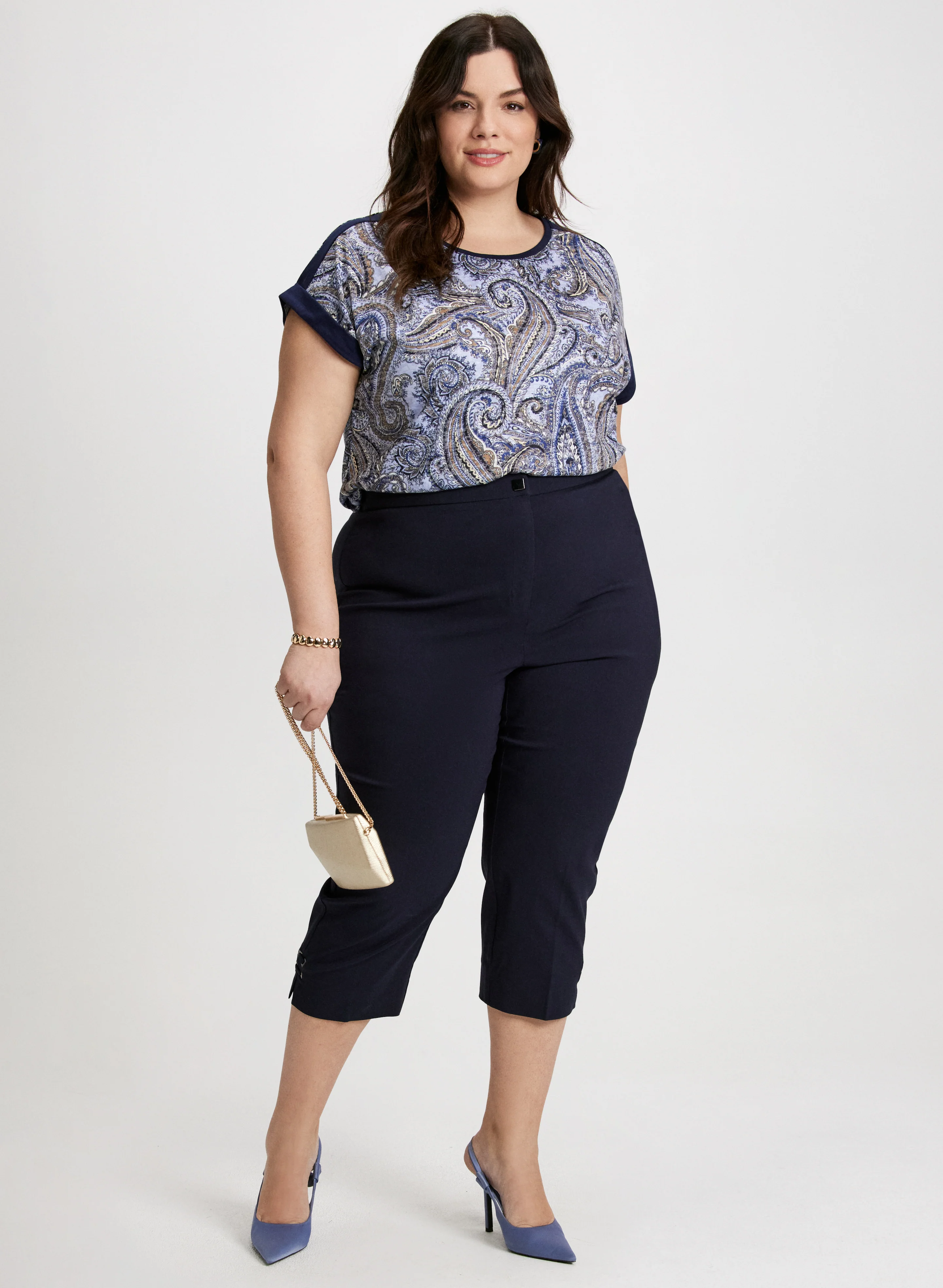 Cap Sleeve Paisley T-Shirt & Bengaline Capris
