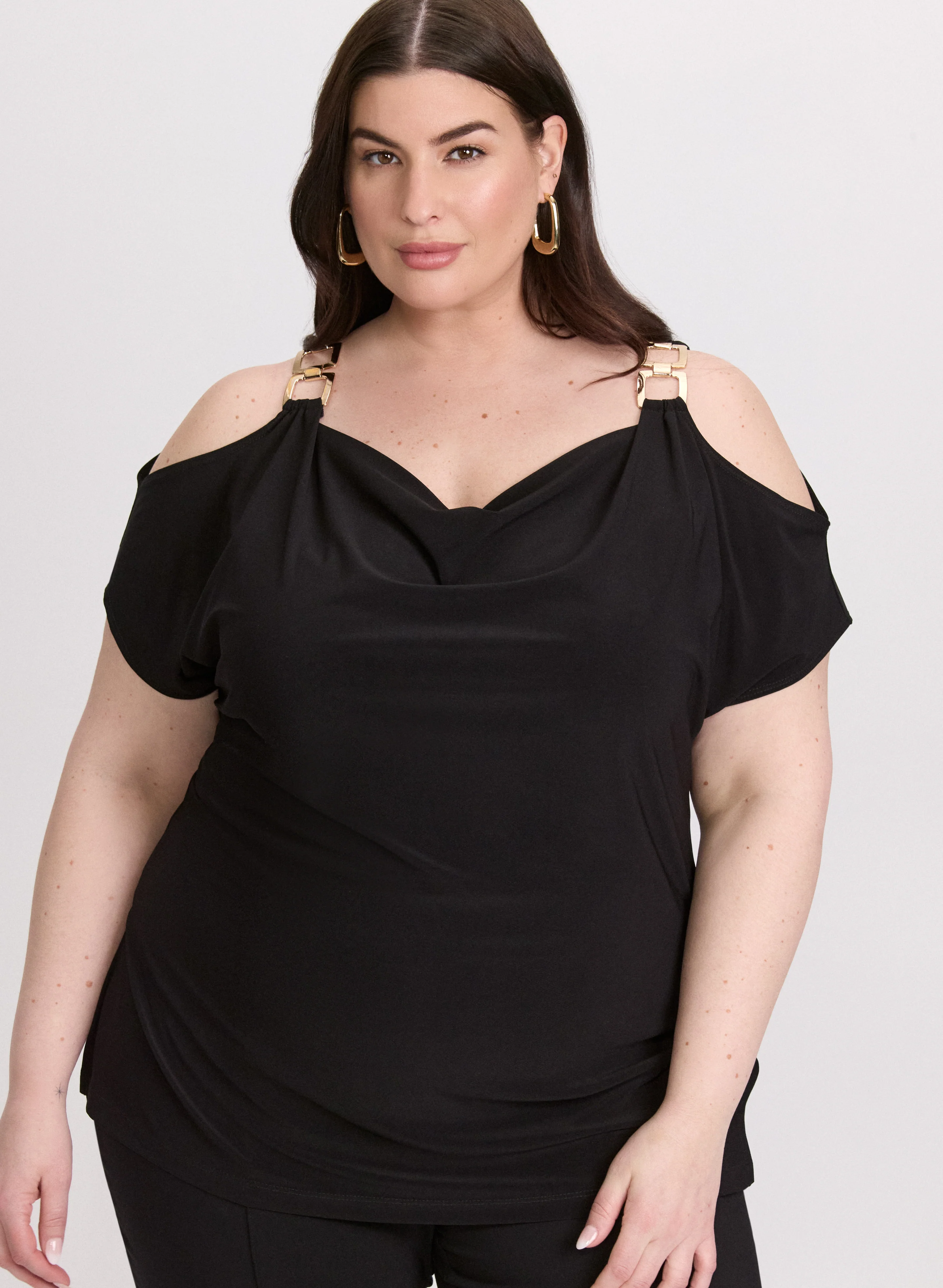Chain Link Cold-Shoulder Top