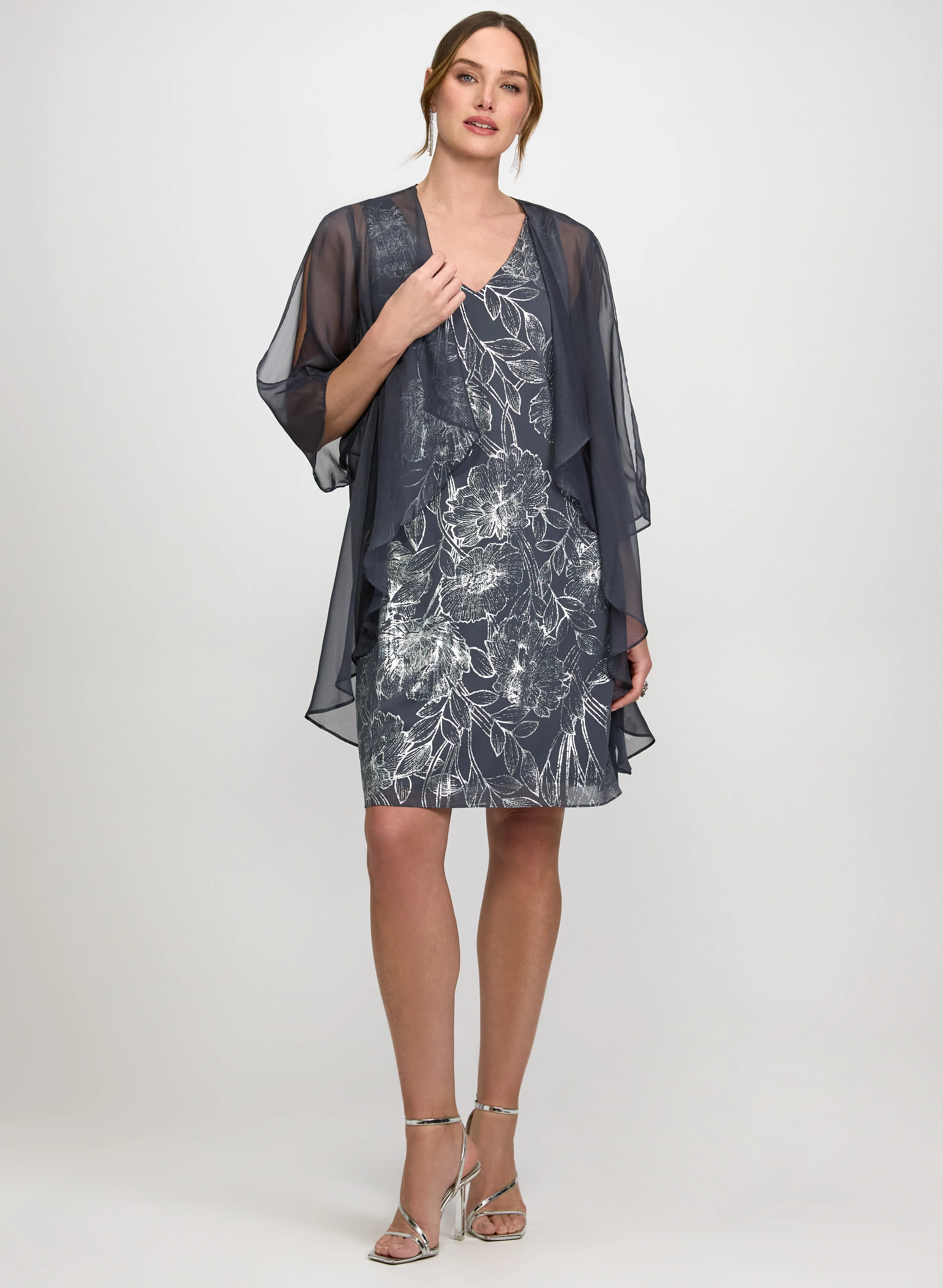 Chiffon Jacket & Floral Dress Set