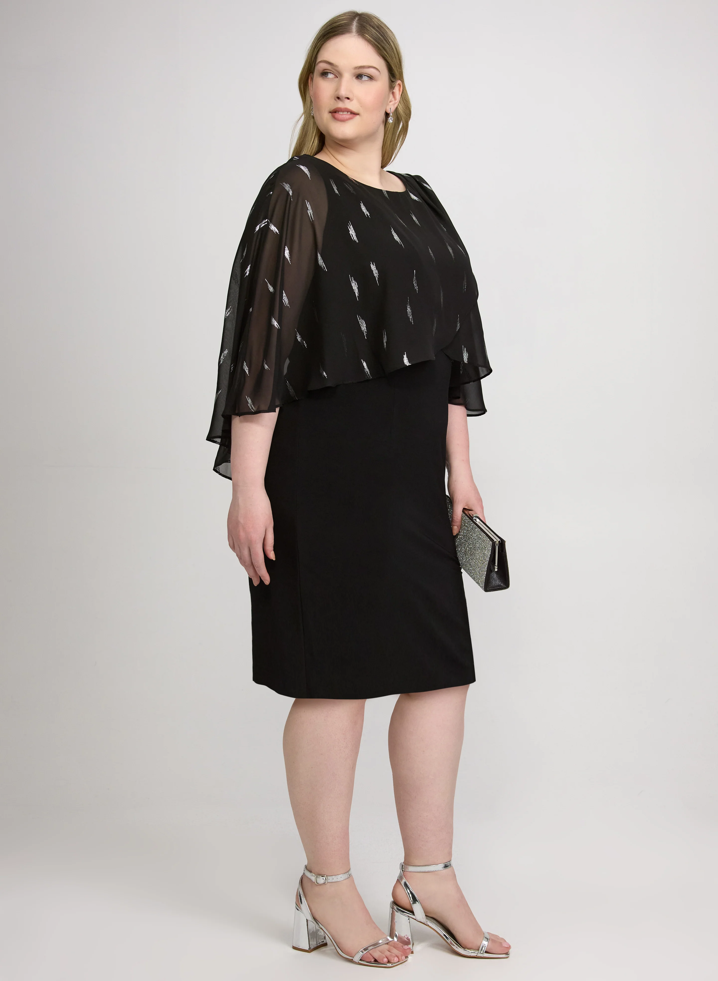 Chiffon Overlay Sheath Dress - Image 3
