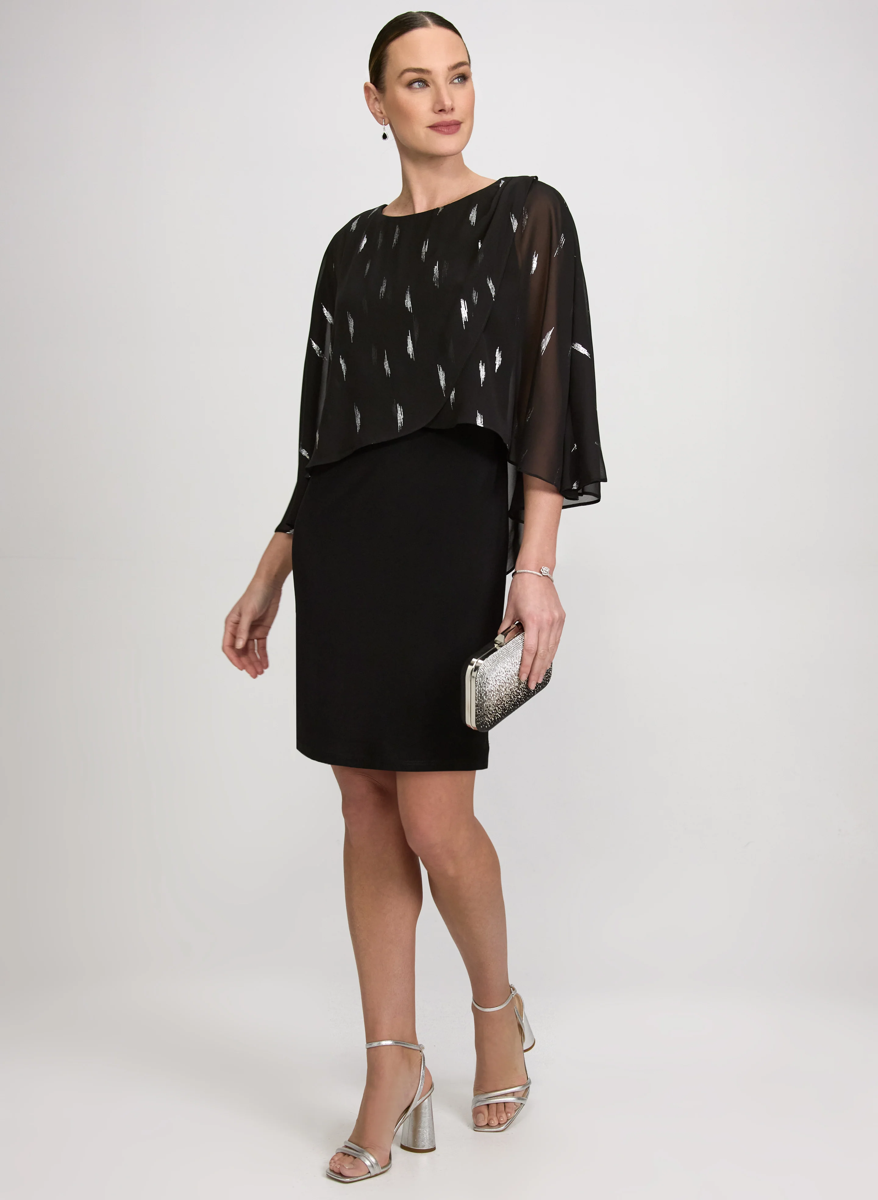 Chiffon Overlay Sheath Dress