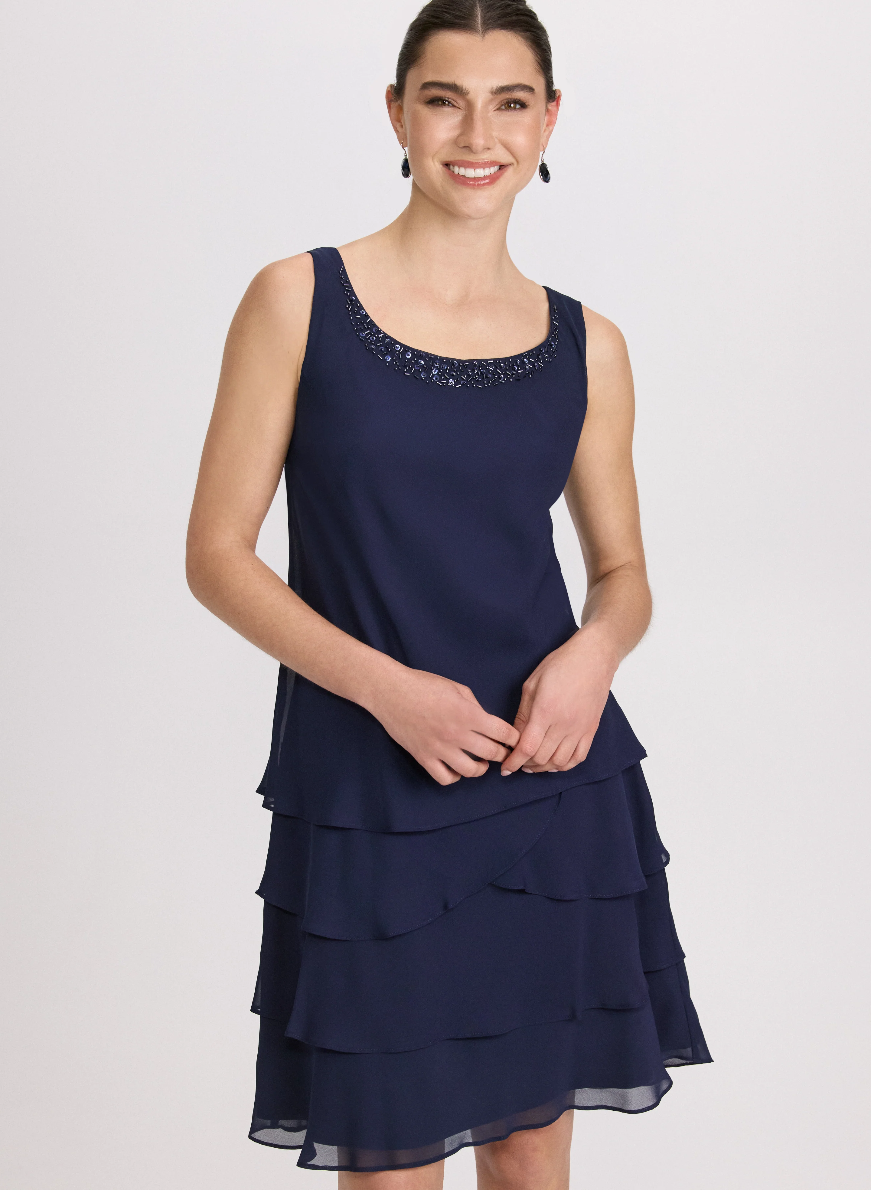 Chiffon Sequin Dress & Jacket Set - Image 2