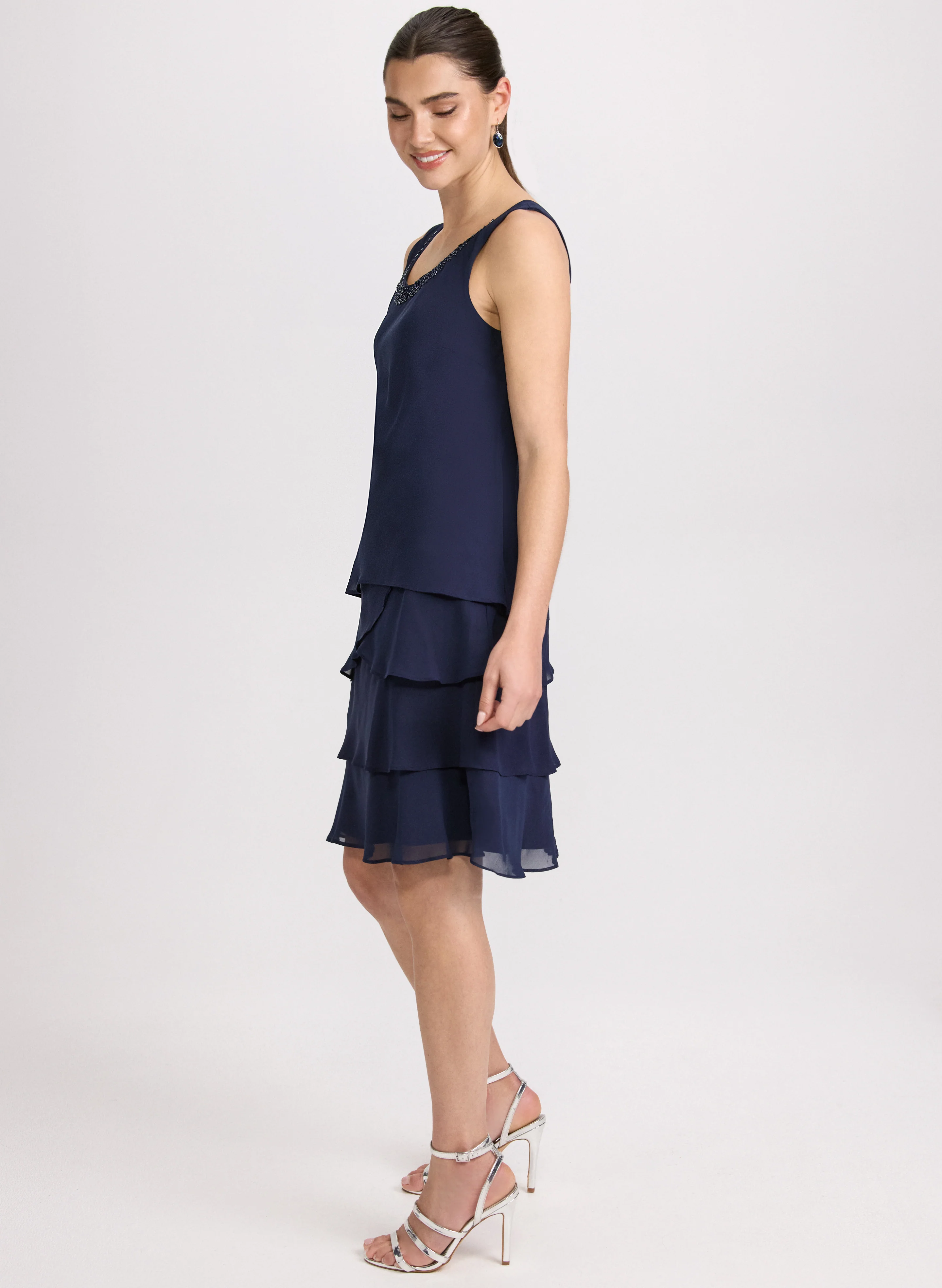 Chiffon Sequin Dress & Jacket Set - Image 3