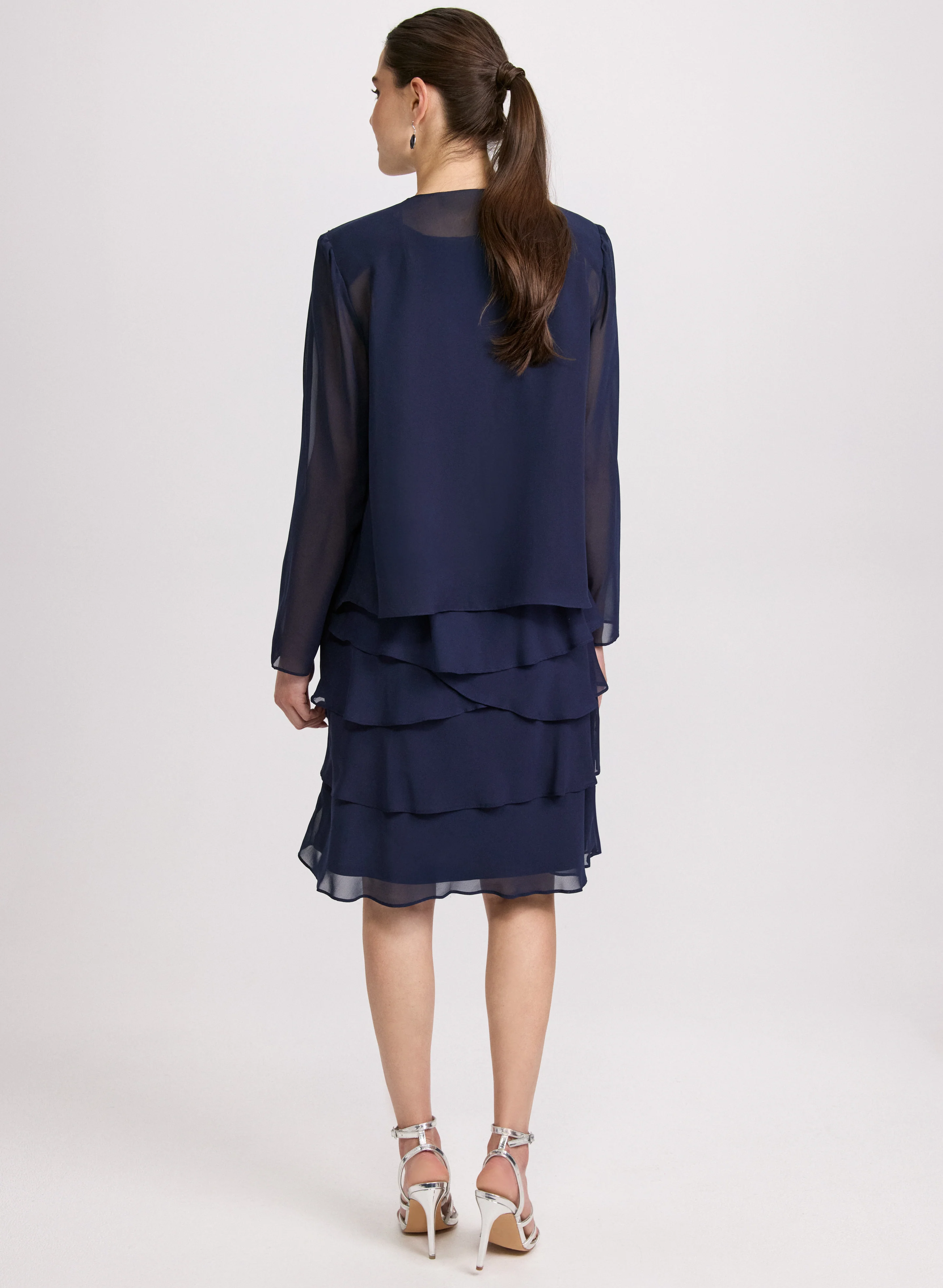 Chiffon Sequin Dress & Jacket Set - Image 4