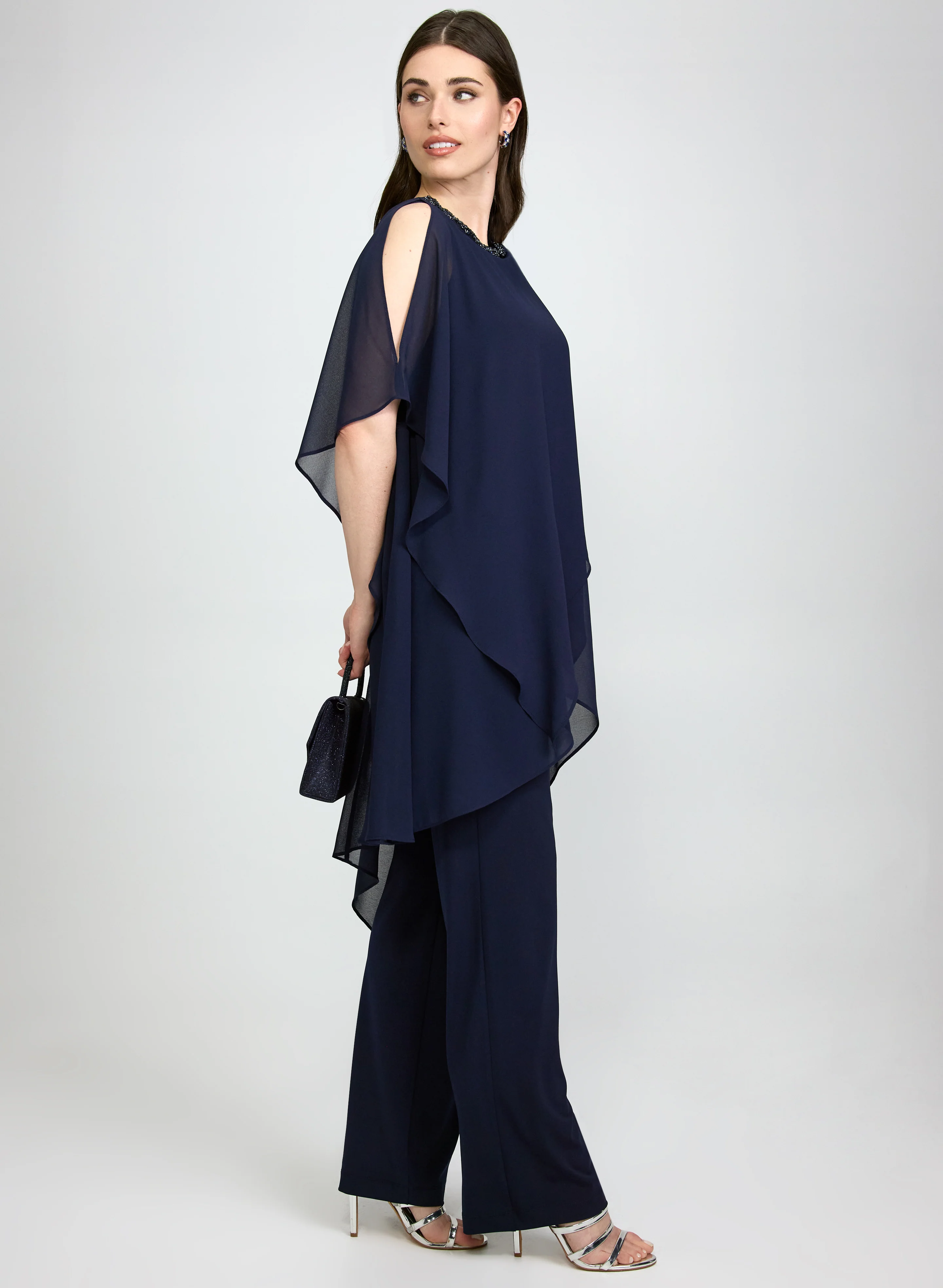 Chiffon Top & Jersey Pant Three-Piece Set - Image 2