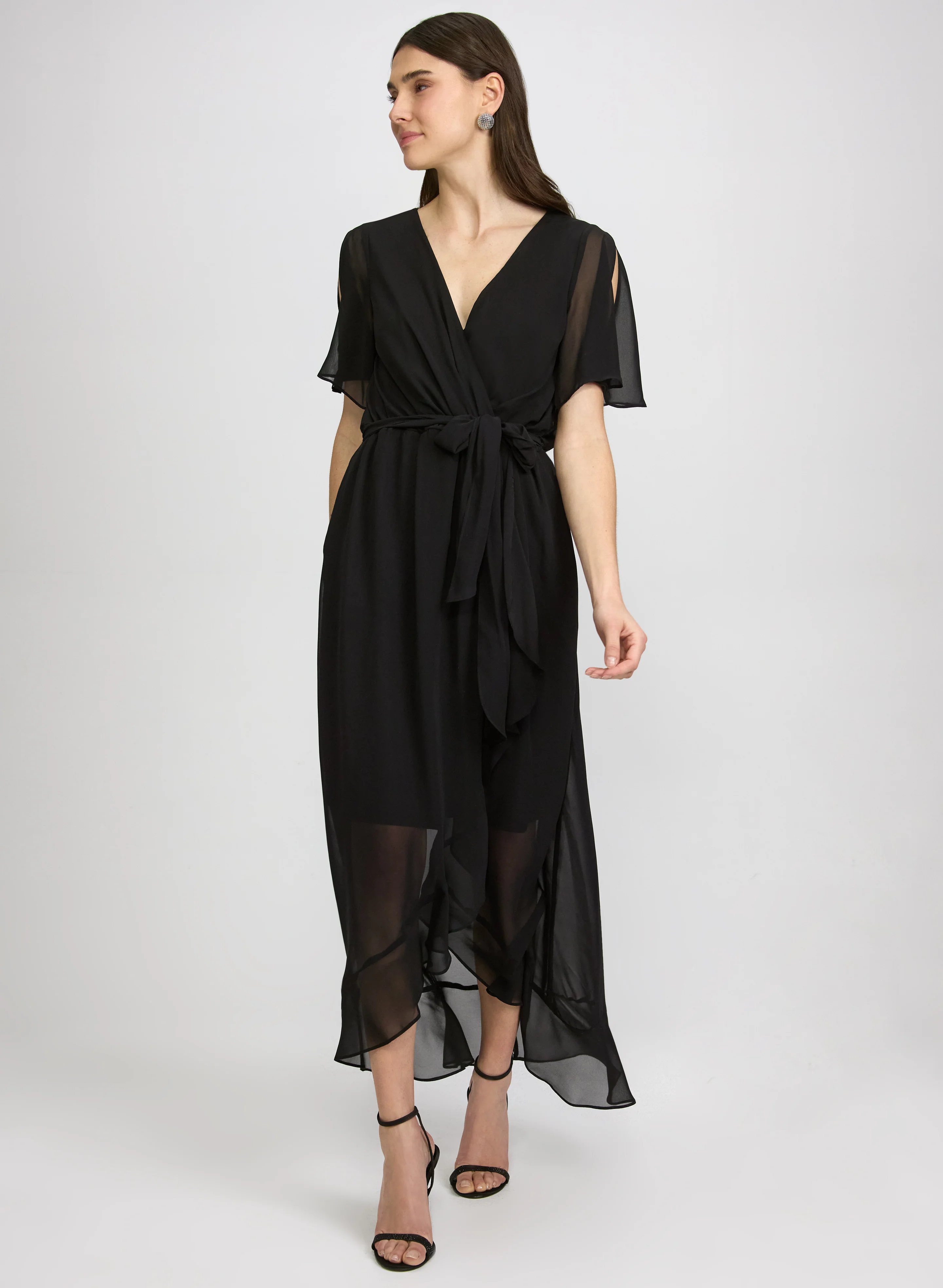 Chiffon Wrap-Style Dress