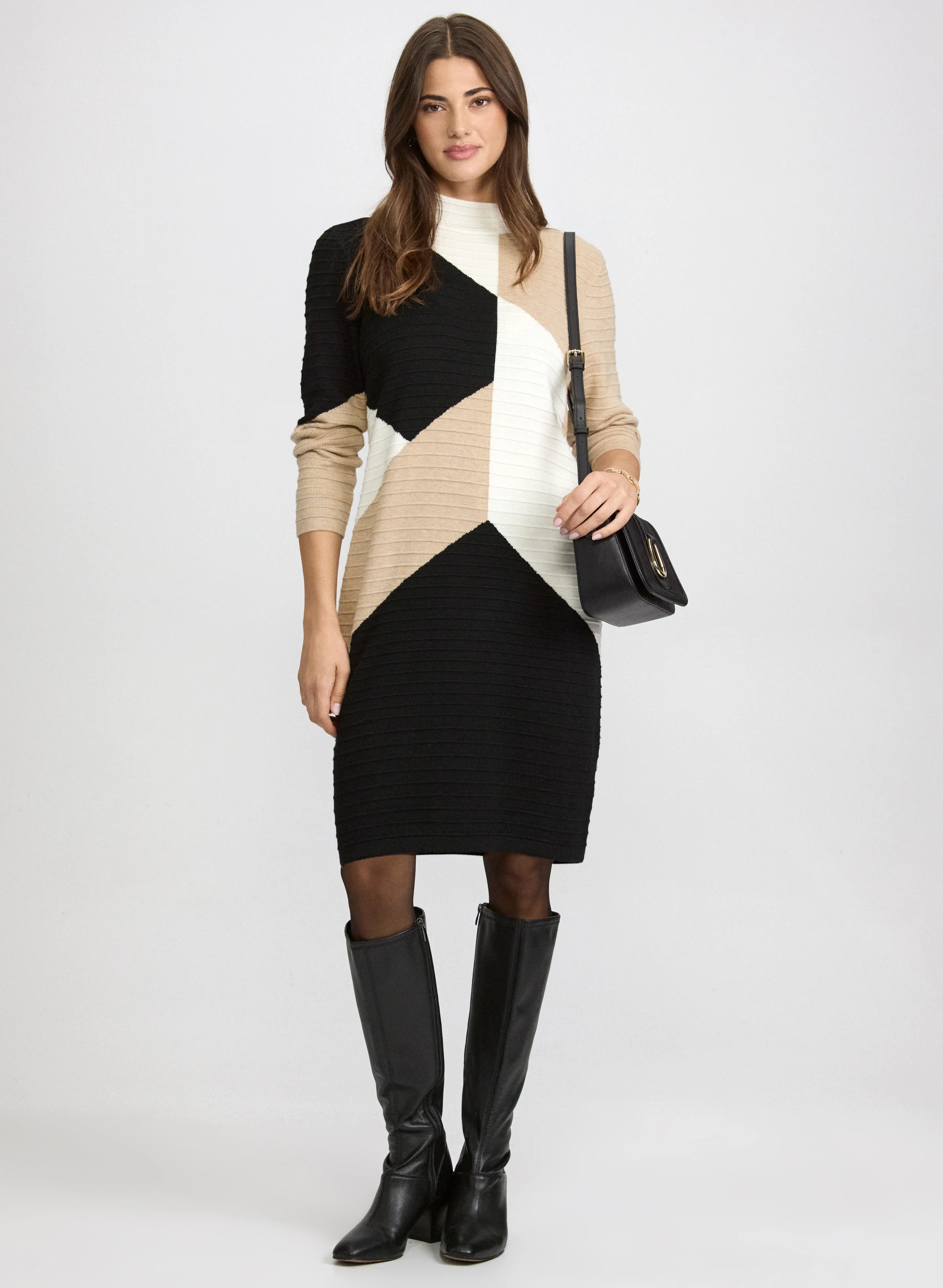 Colour Block Sweater Dress - Image 2