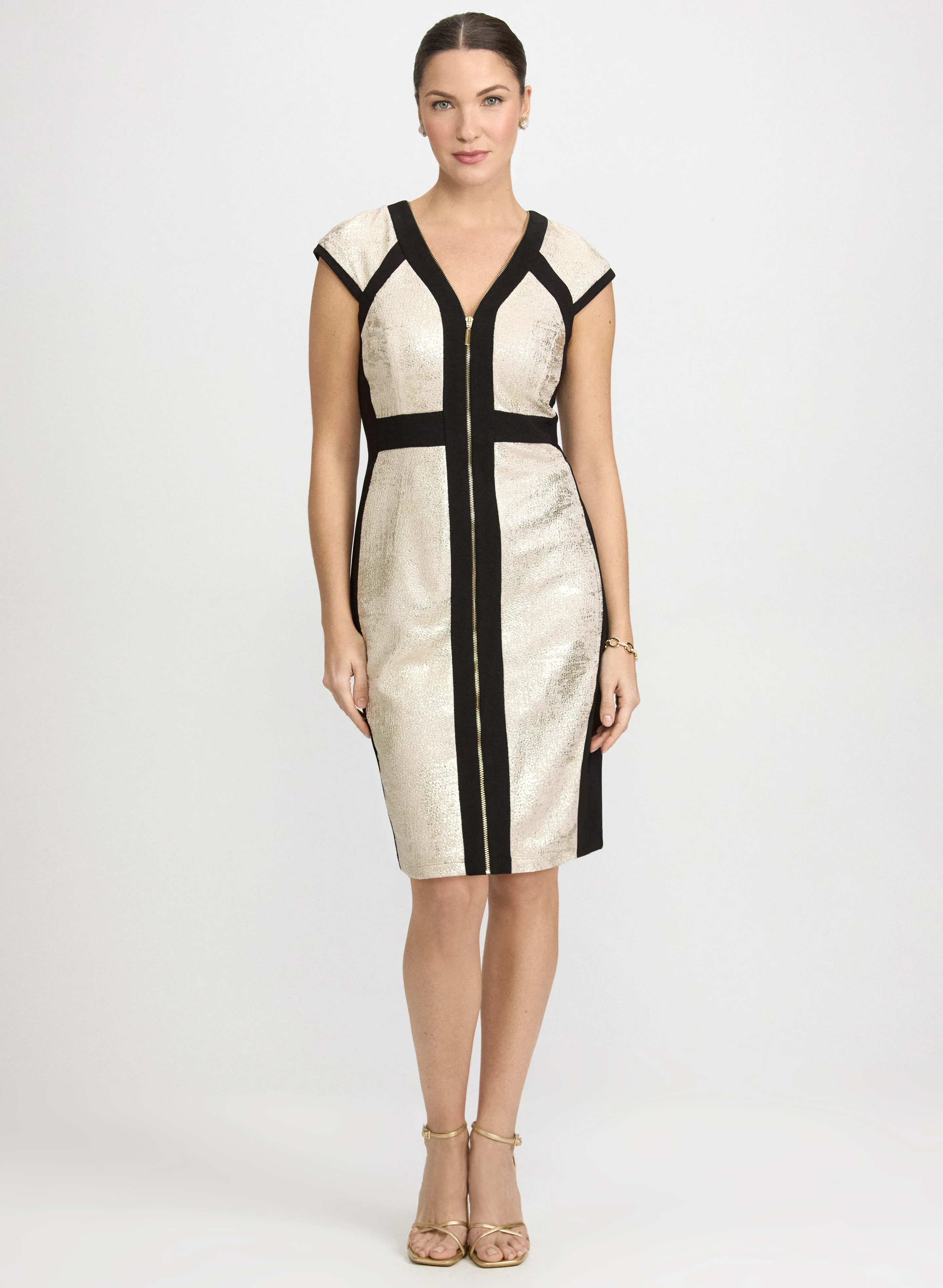 Colour Block Zip-Front Dress