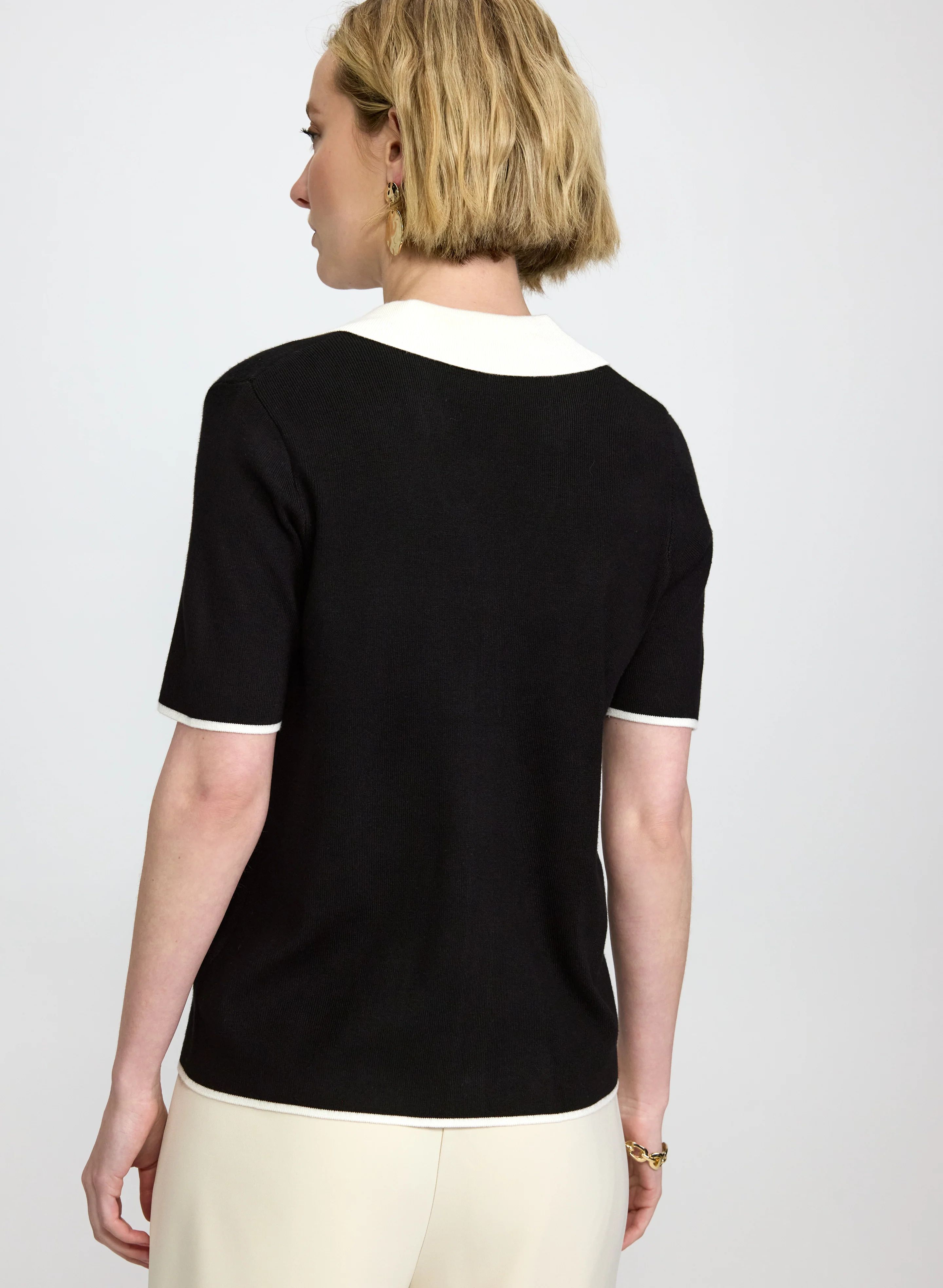 Contrast Short Sleeve Cardigan - Image 3