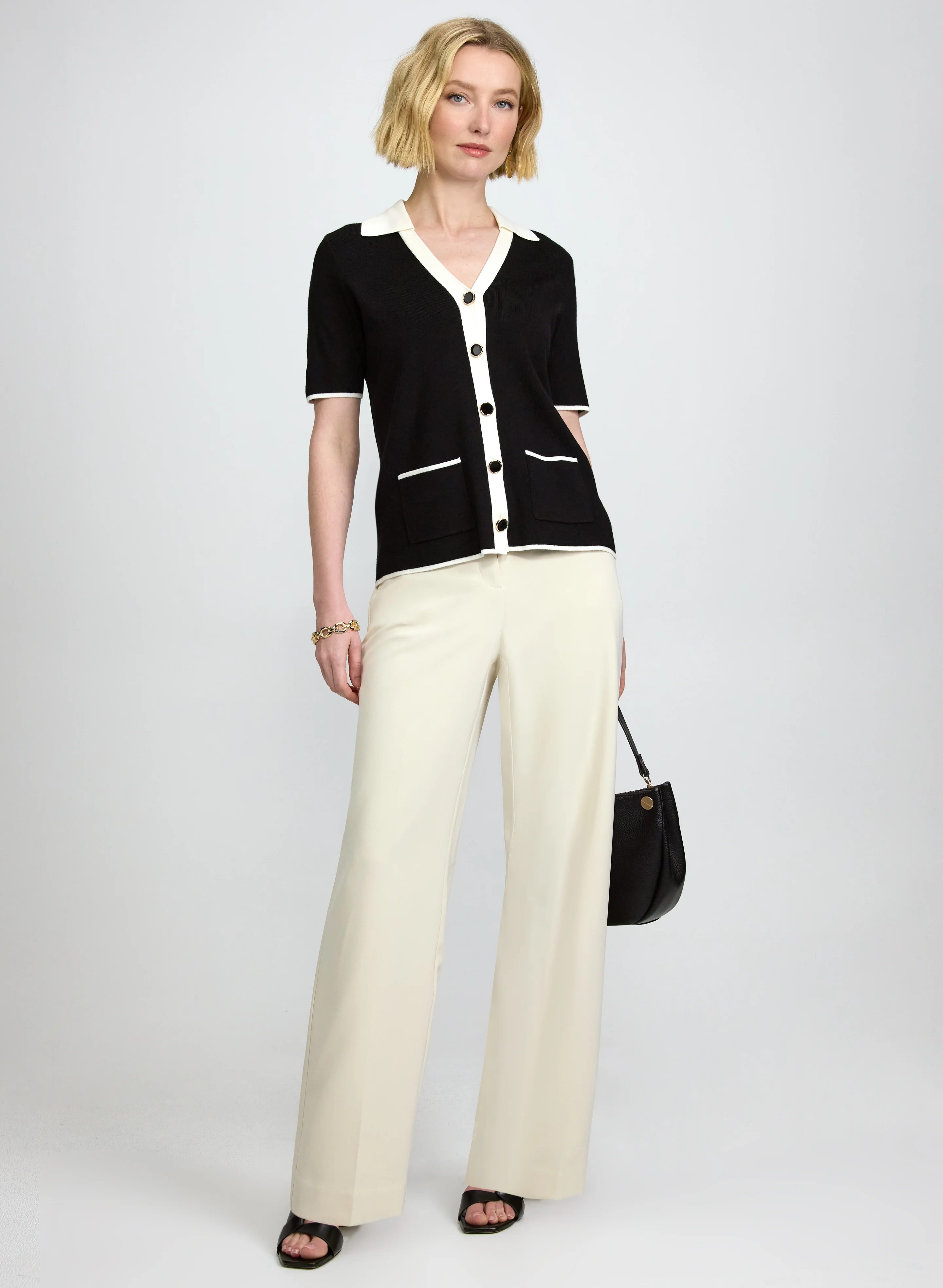 Contrast Short Sleeve Cardigan - Image 4