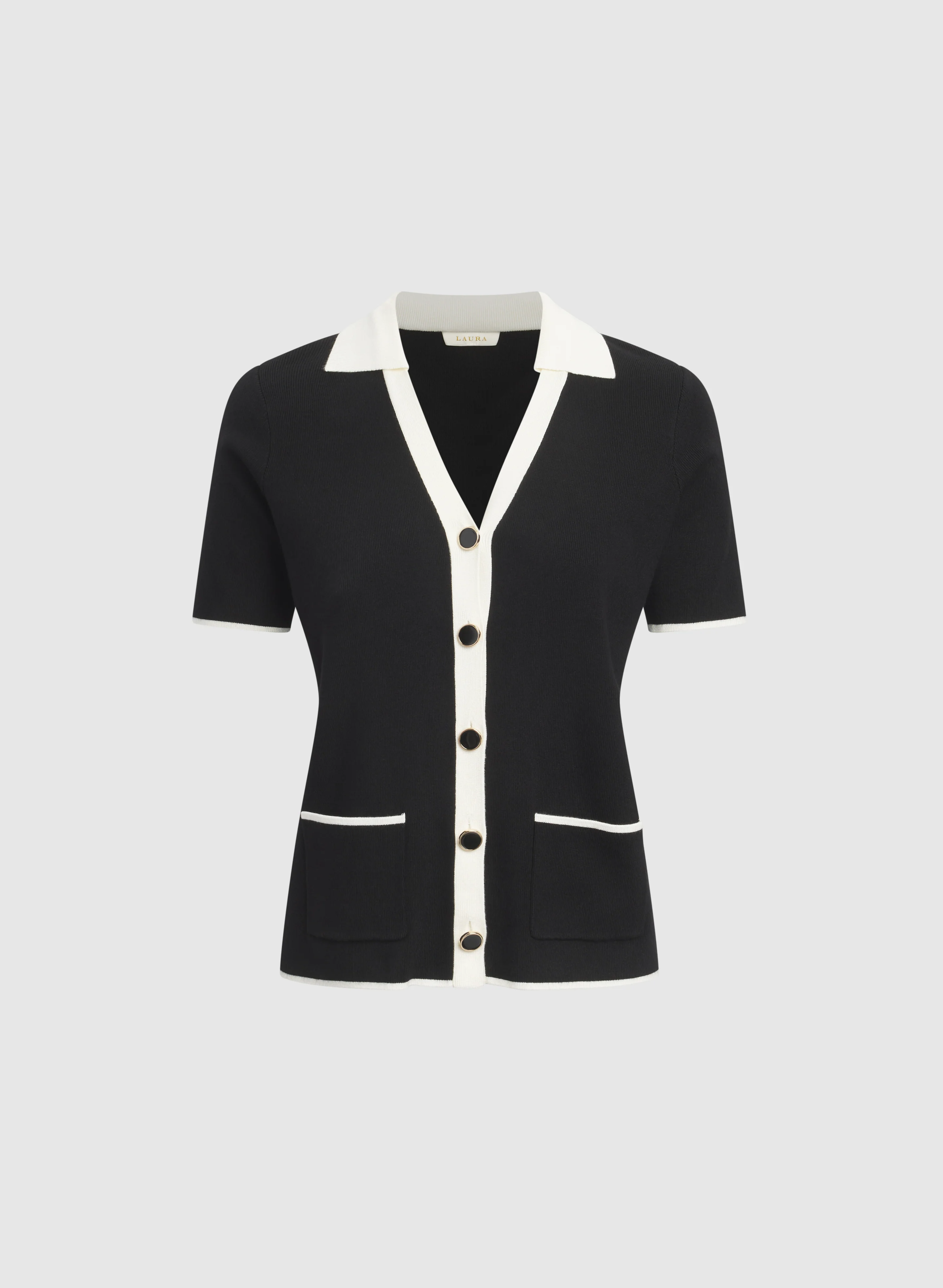 Contrast Short Sleeve Cardigan - Image 6