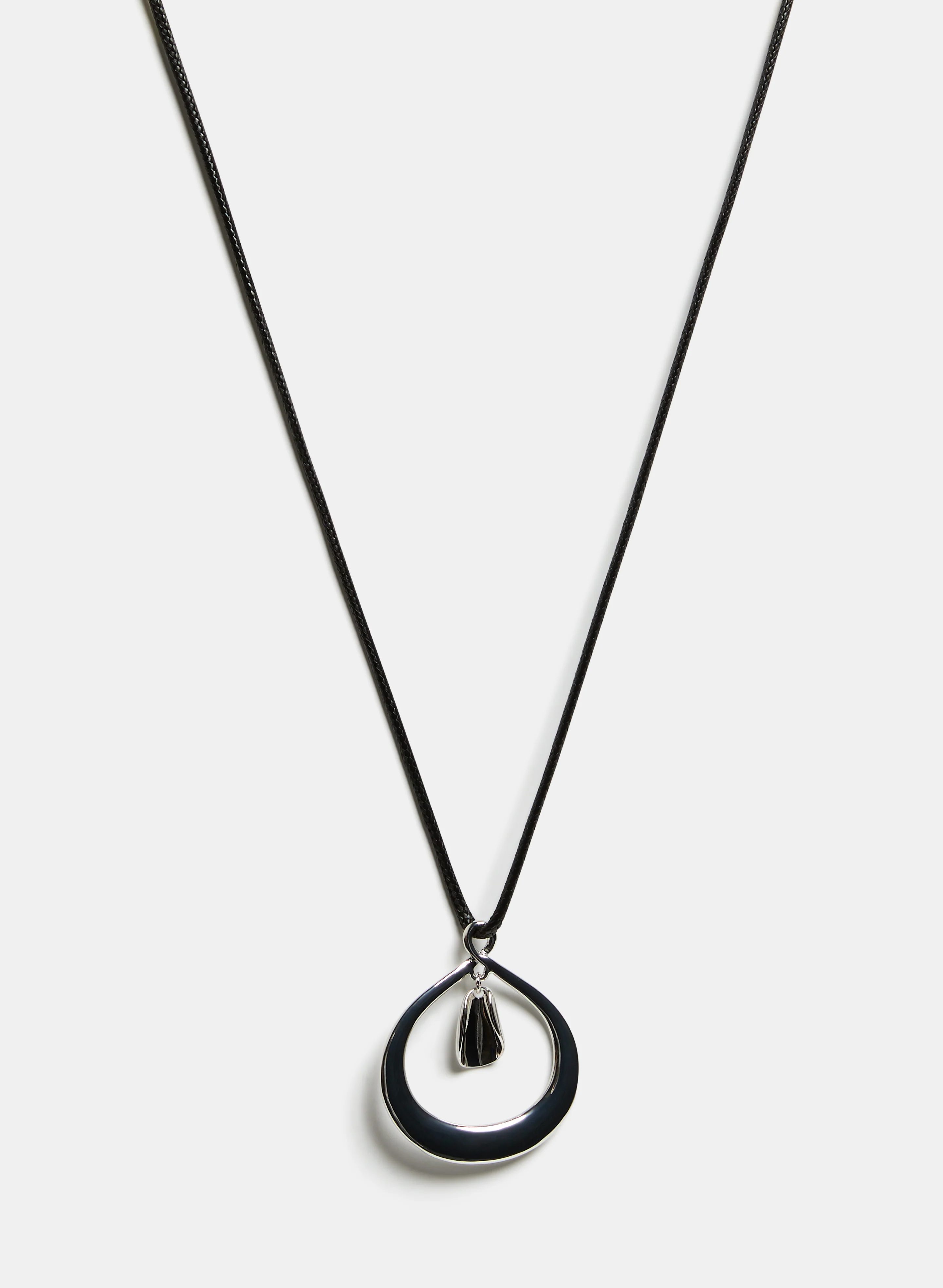 Cord Open Hoop Pendant Necklace
