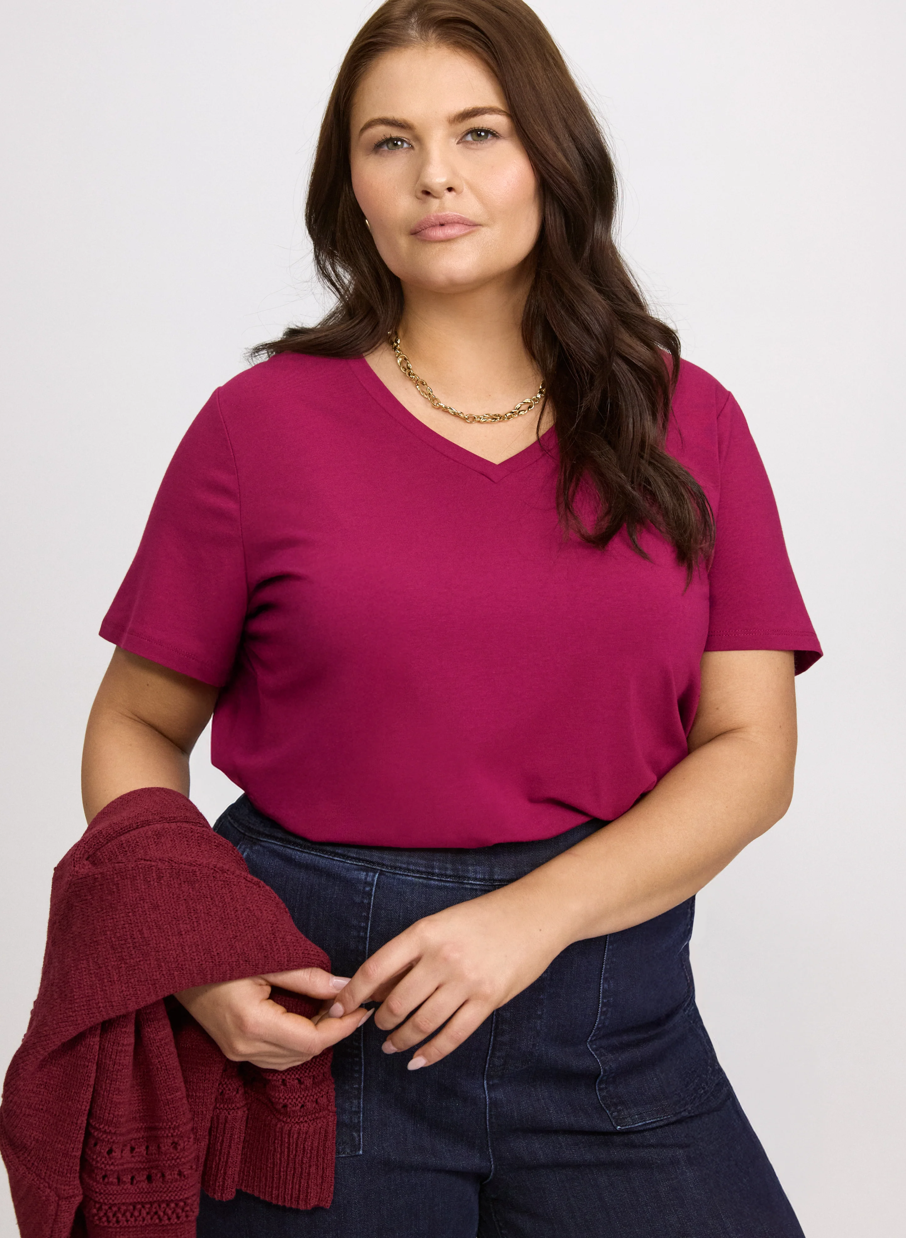 Cotton-Blend V-Neck T-Shirt