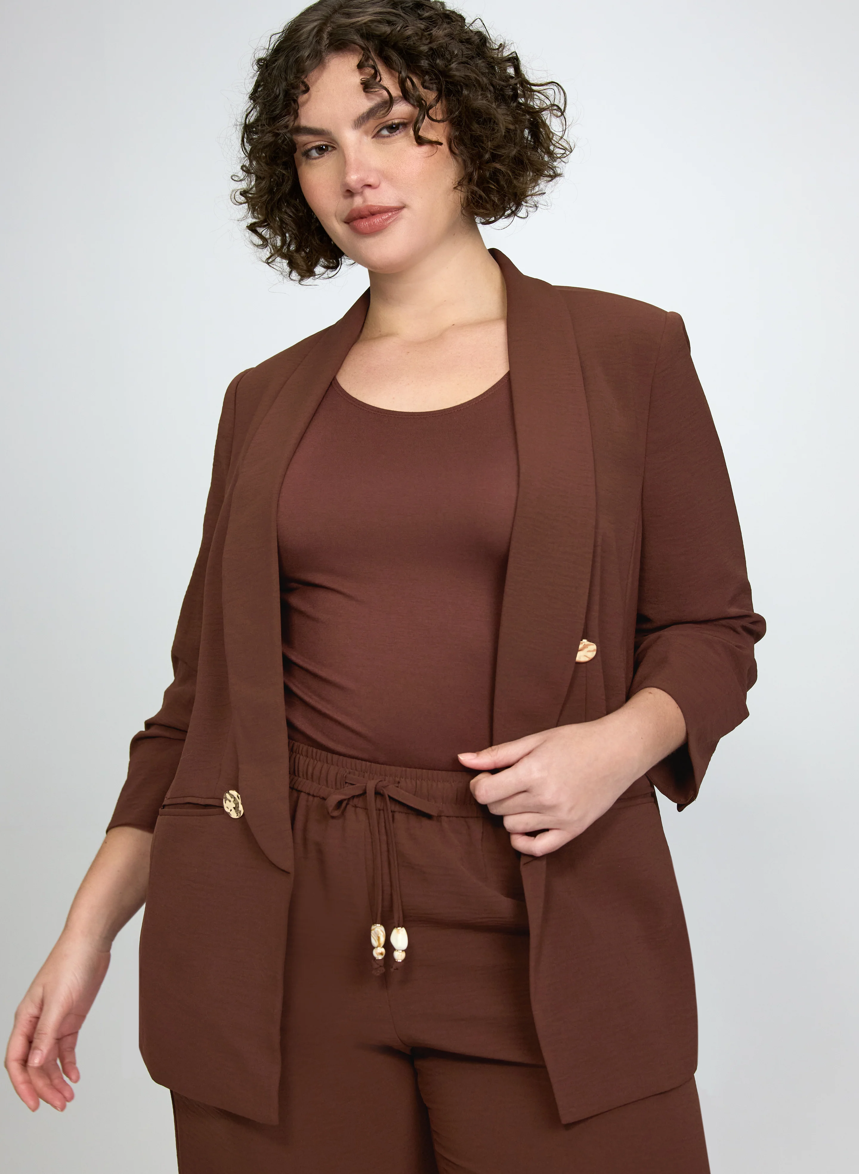 Crinkle Shawl Collar Jacket