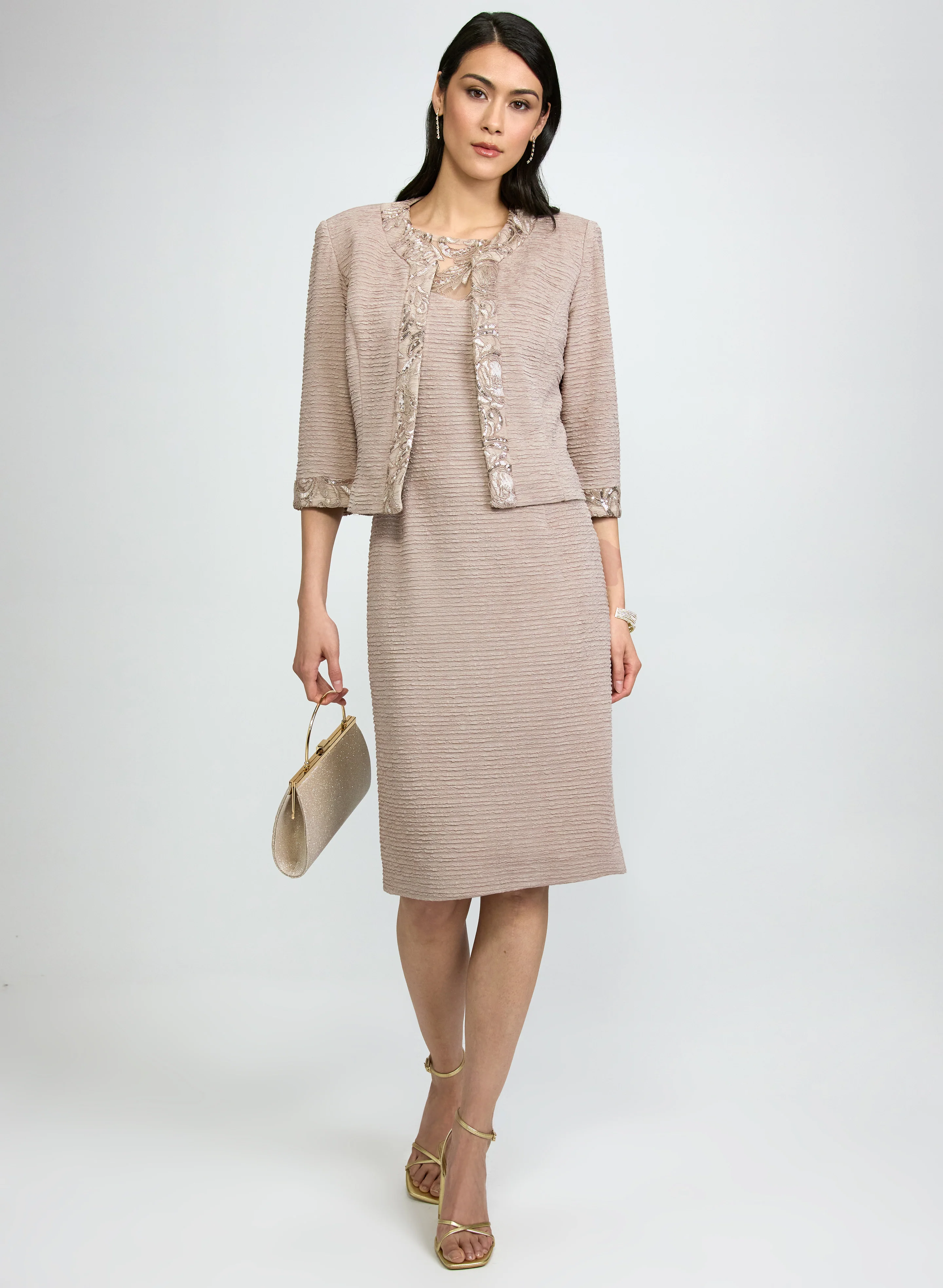 Crinkled Jacket & Dress Set
