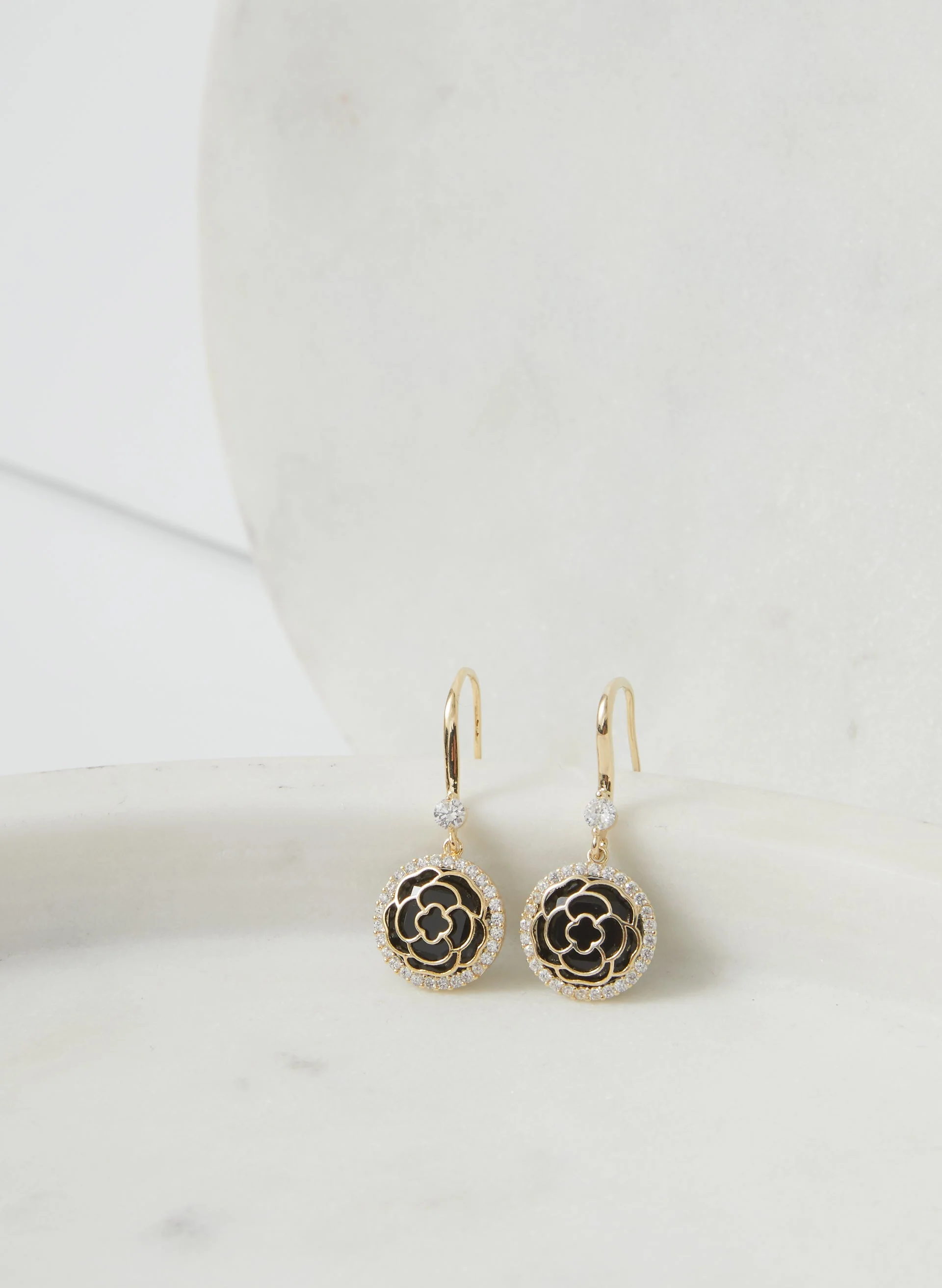 Crystal Flower Drop Earrings