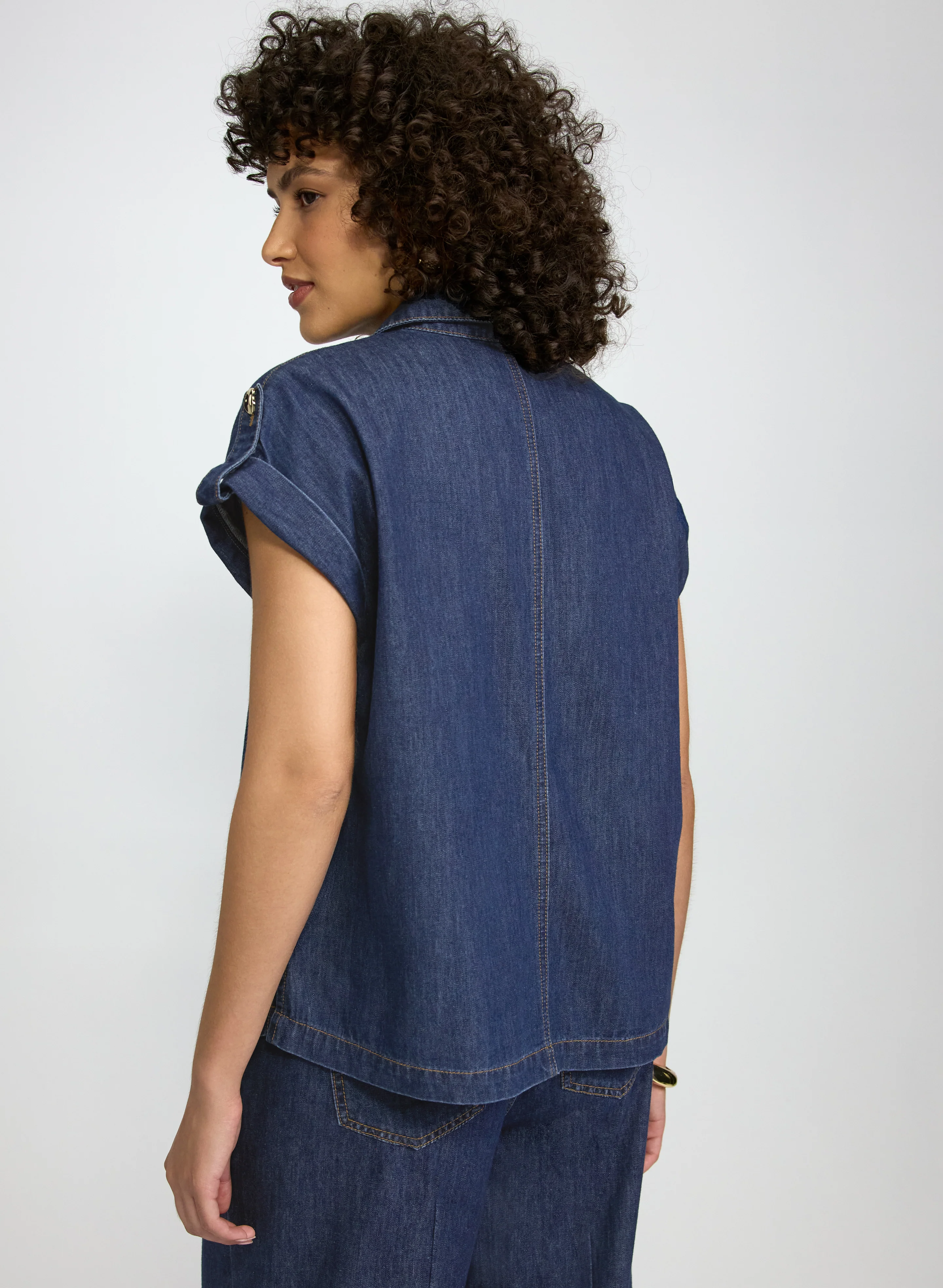 Denim Button-Down Blouse - Image 4