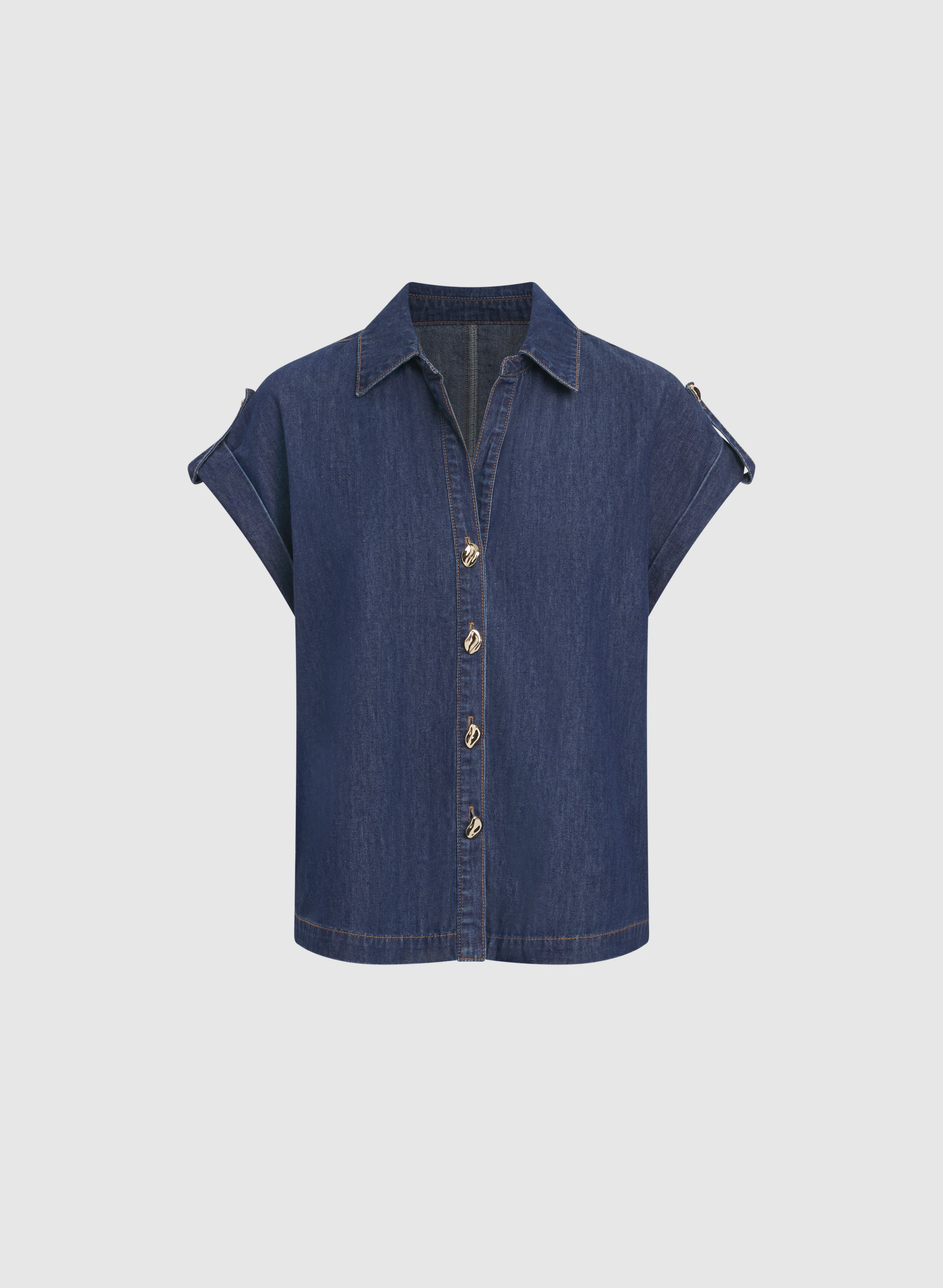 Denim Button-Down Blouse - Image 5