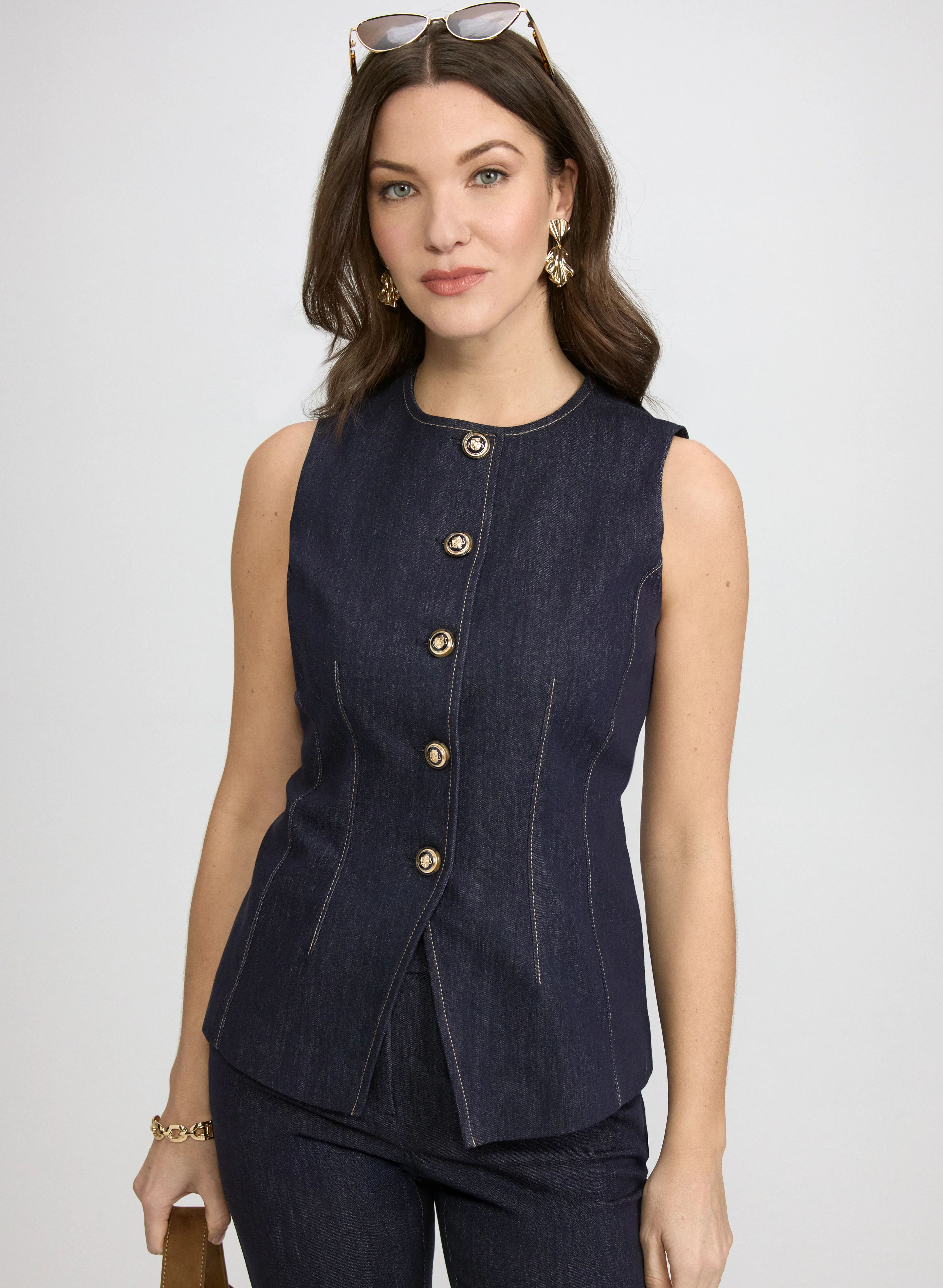 Denim Button-Down Vest