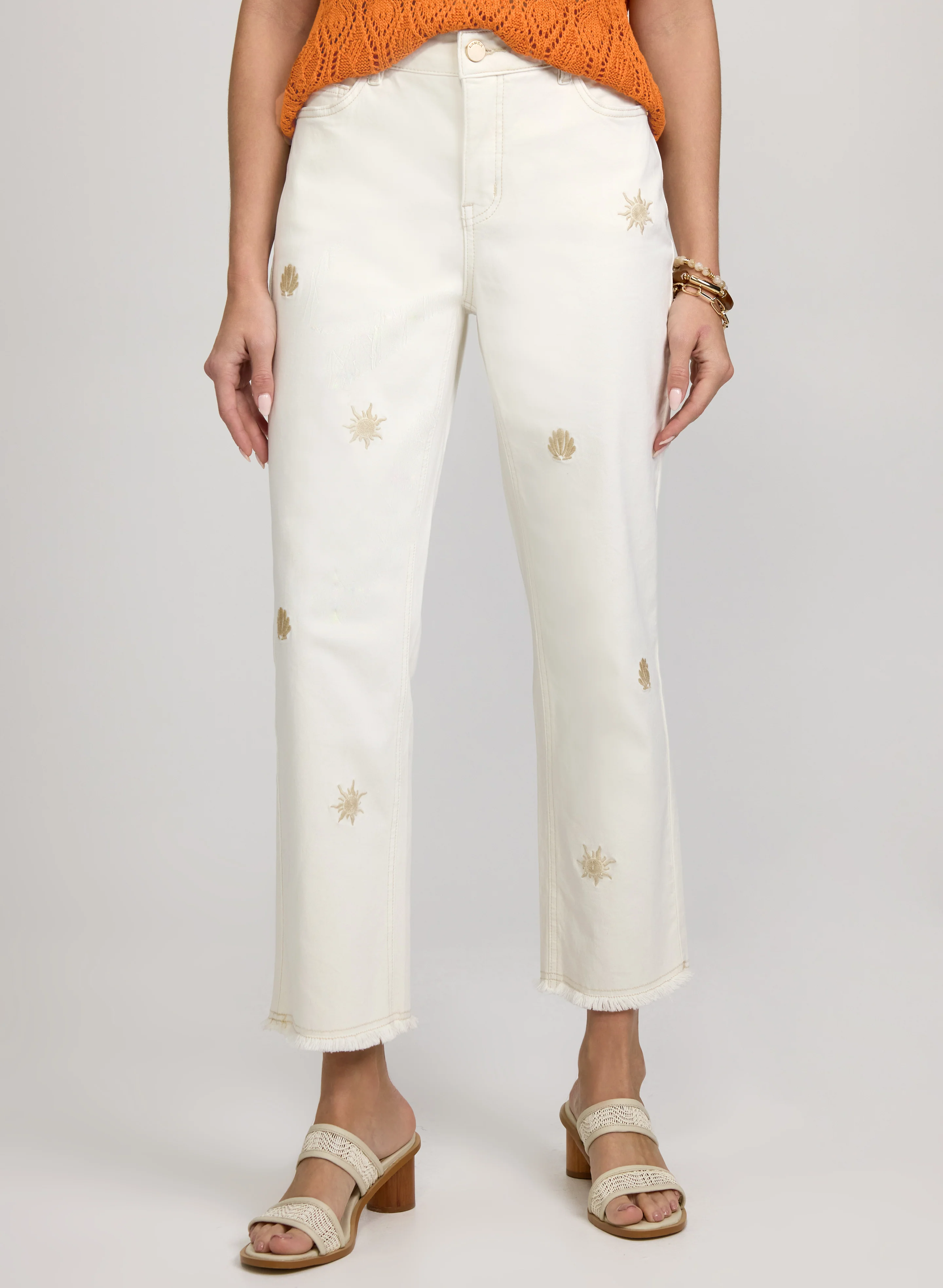 Embroidered Straight-Leg Jeans