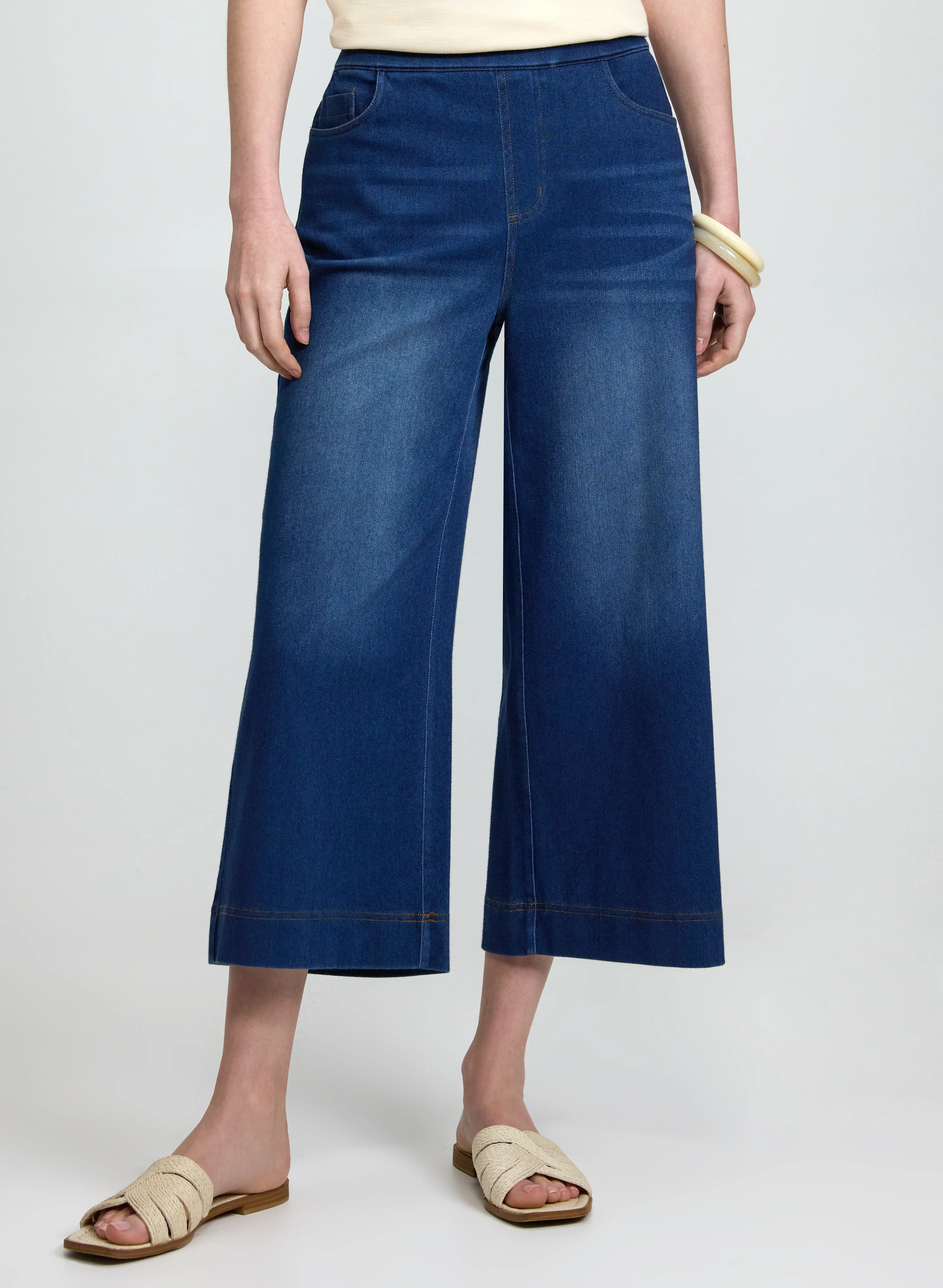 Denim Wide-Leg Capris