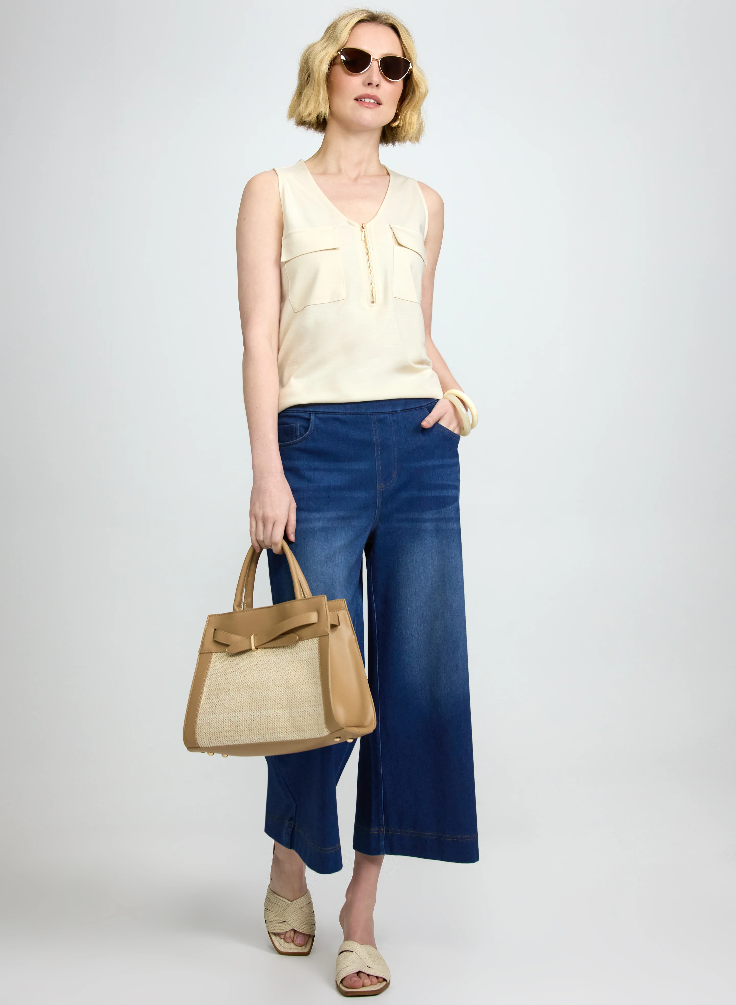 Denim Wide-Leg Capris - Image 3