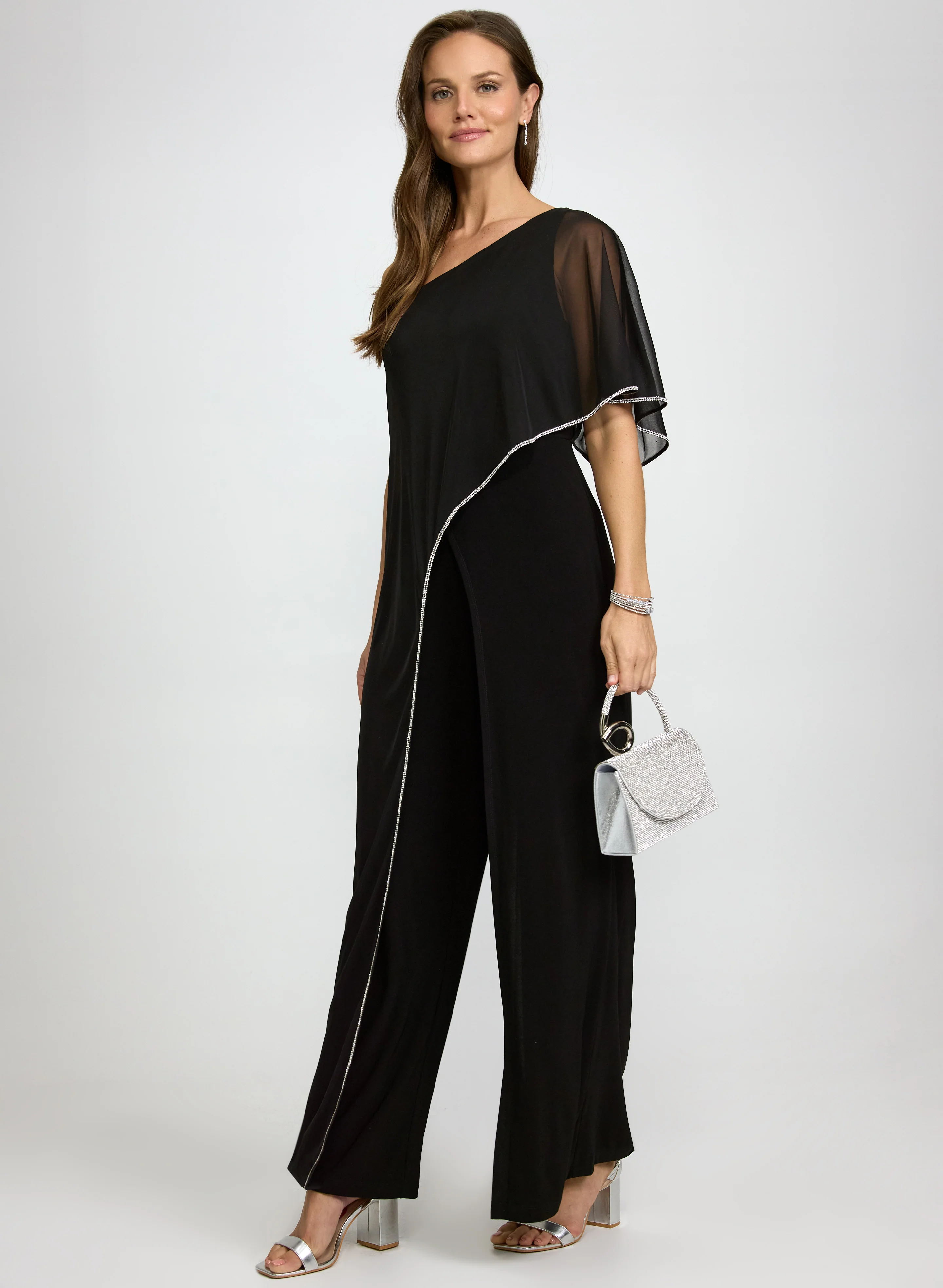 Embellished Asymmetric Overlay Jumpsuit - Image 2