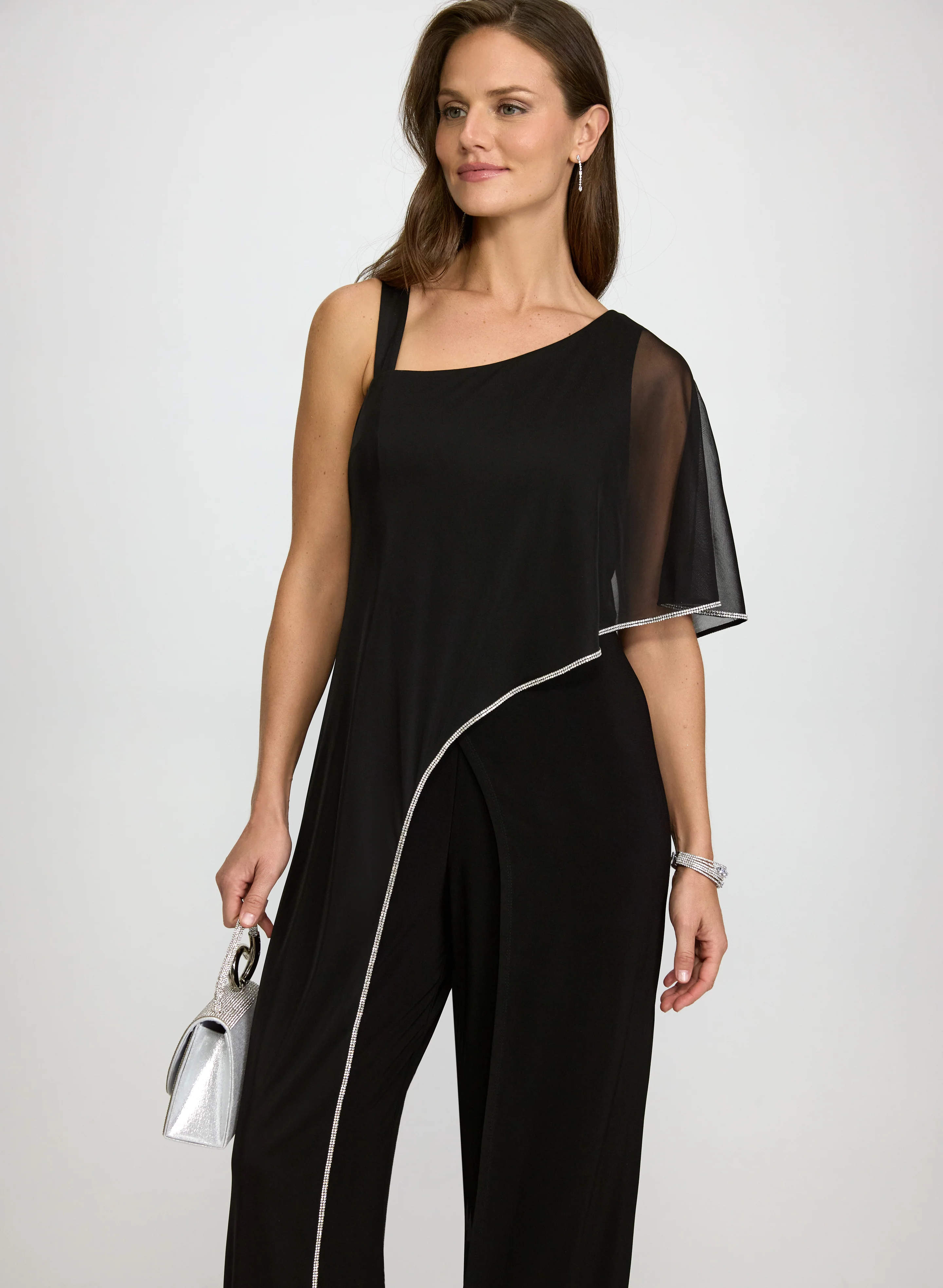 Embellished Asymmetric Overlay Jumpsuit - Image 4