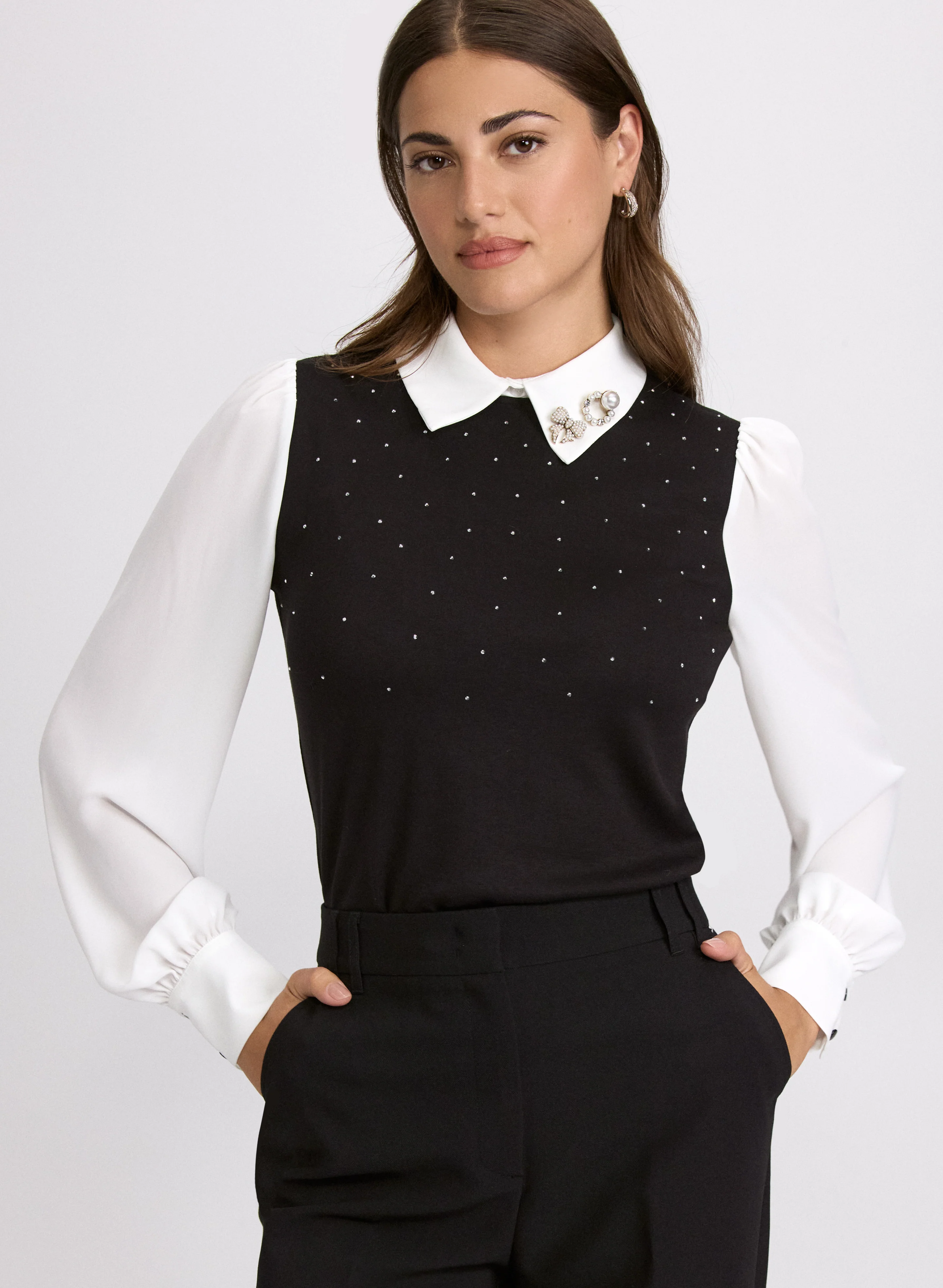Embellished Illusion Layered Top