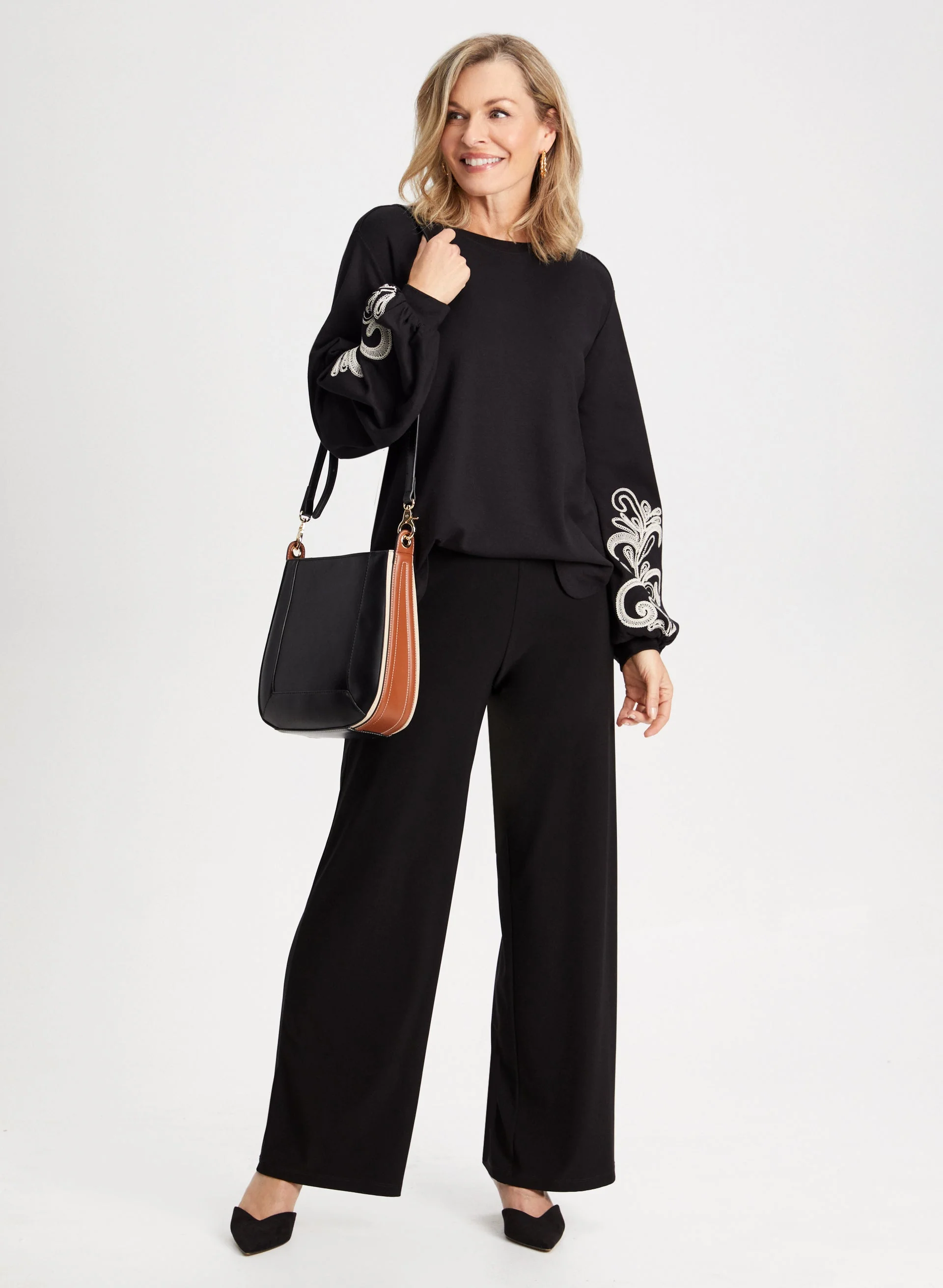 Paisley Print Puffed Sleeve Top - Image 3