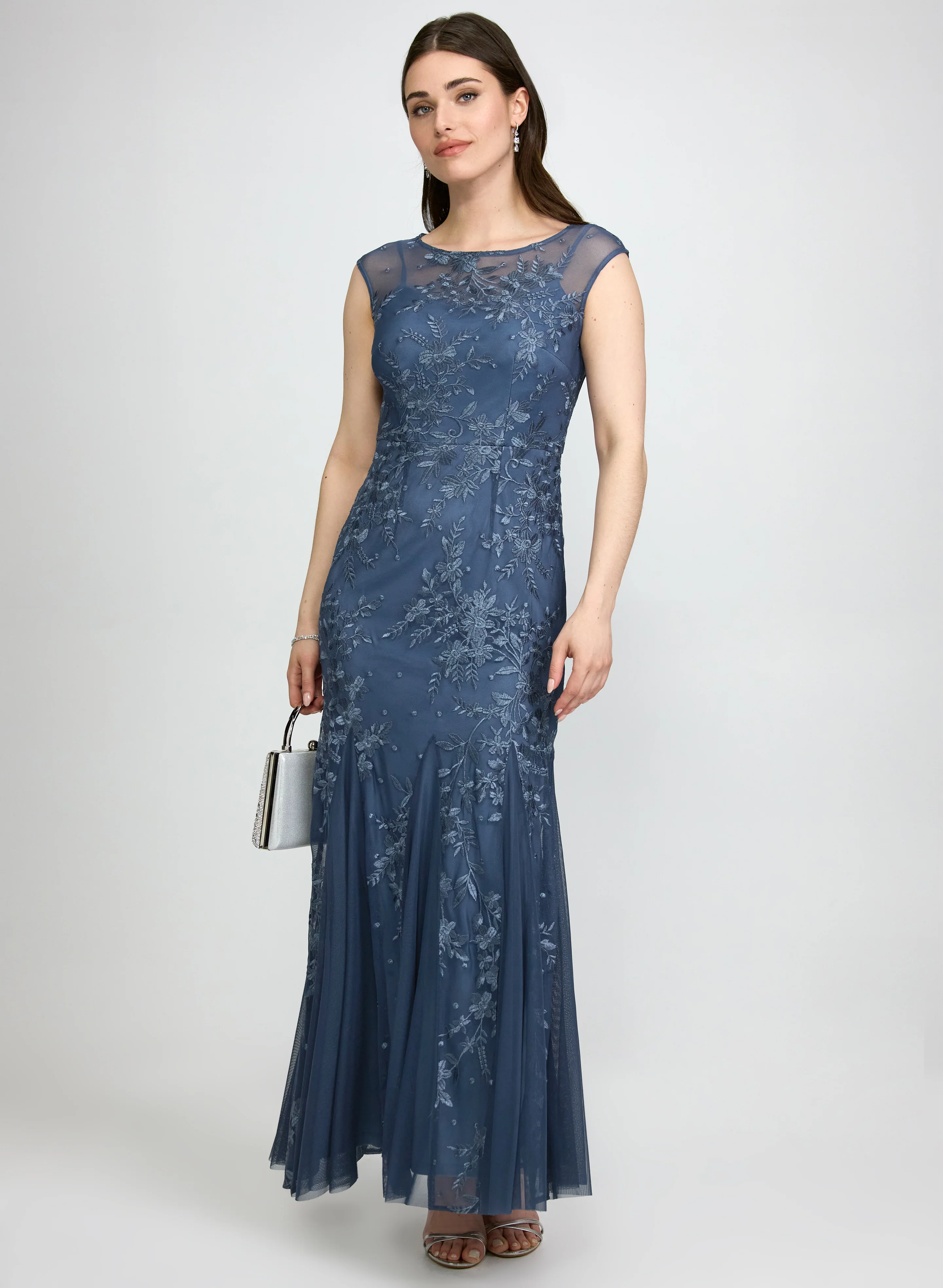 Embroidered Mesh Dress