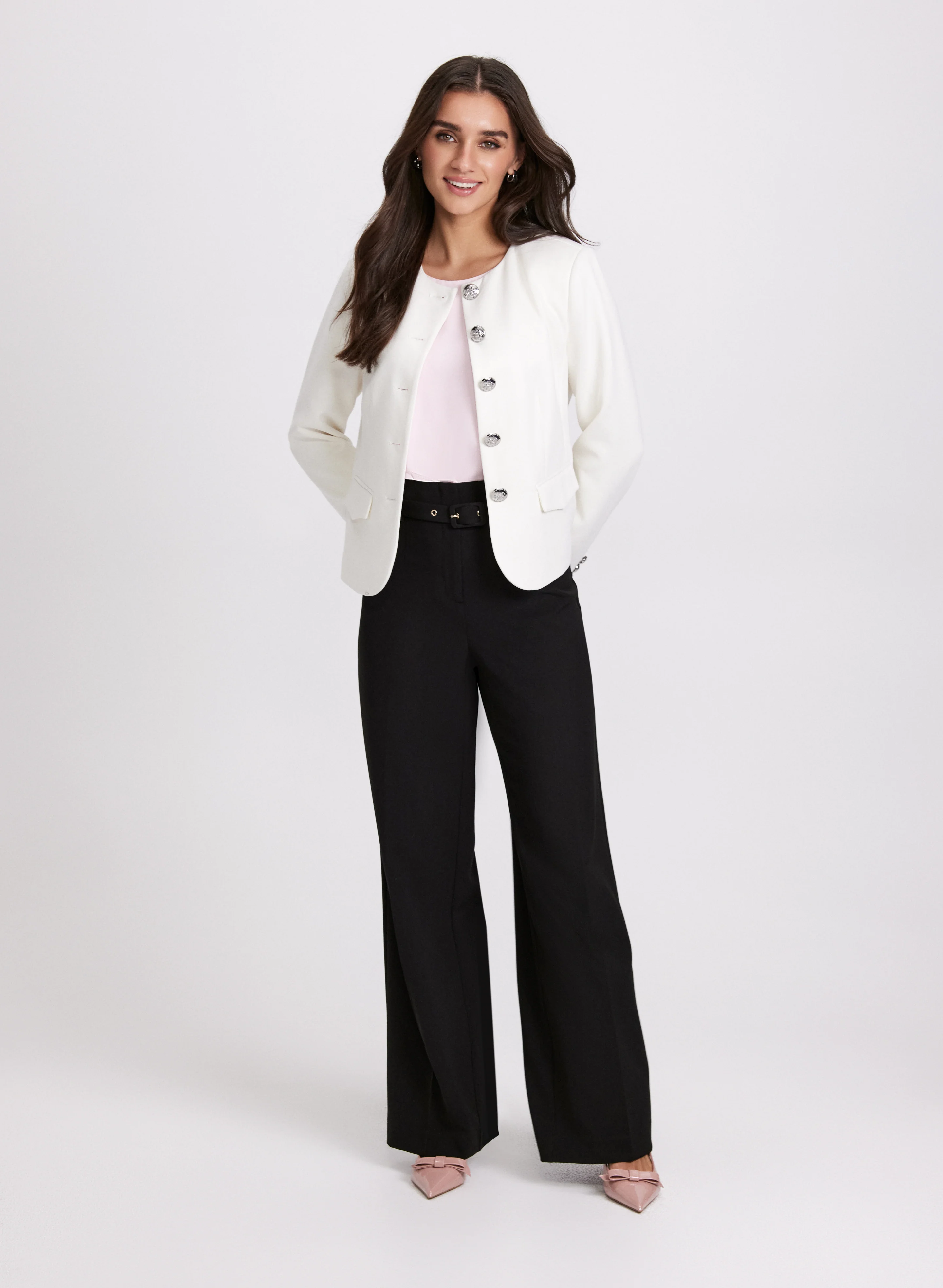 Faux-Suede Jacket & Olivia Wide-Leg Pants